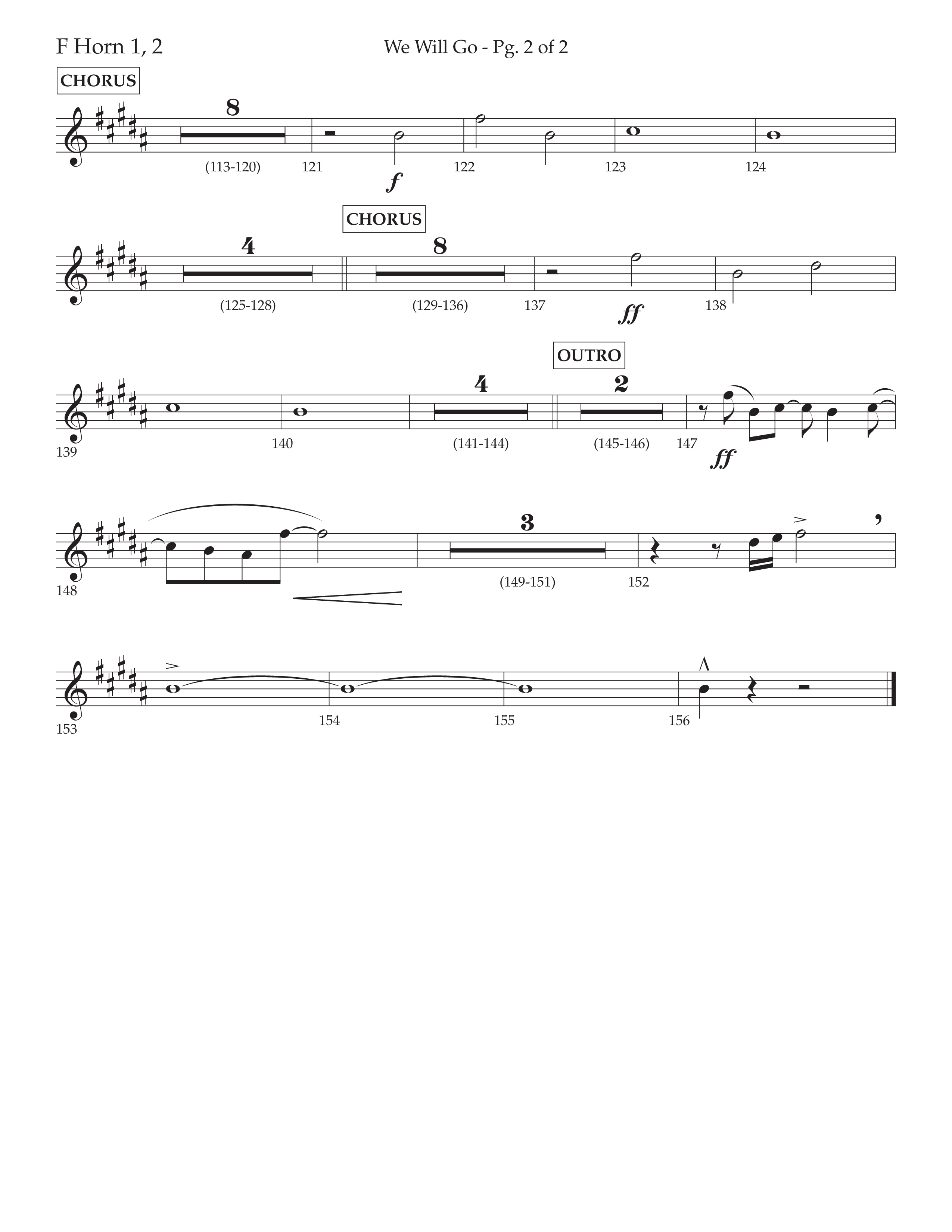 We Will Go (Choral Anthem SATB) French Horn 1/2 (Lifeway Choral / Arr. Cliff Duren)