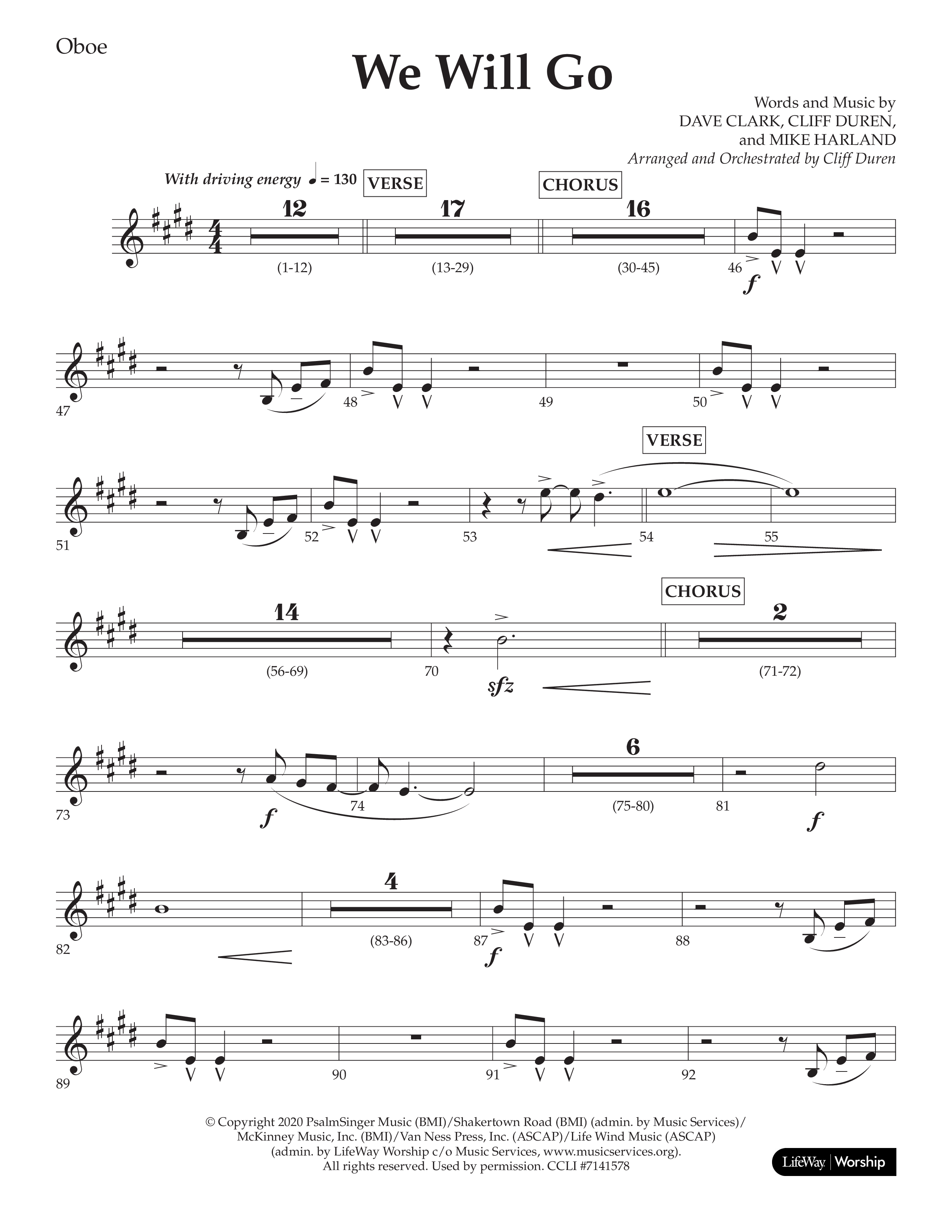 We Will Go (Choral Anthem SATB) Oboe (Lifeway Choral / Arr. Cliff Duren)