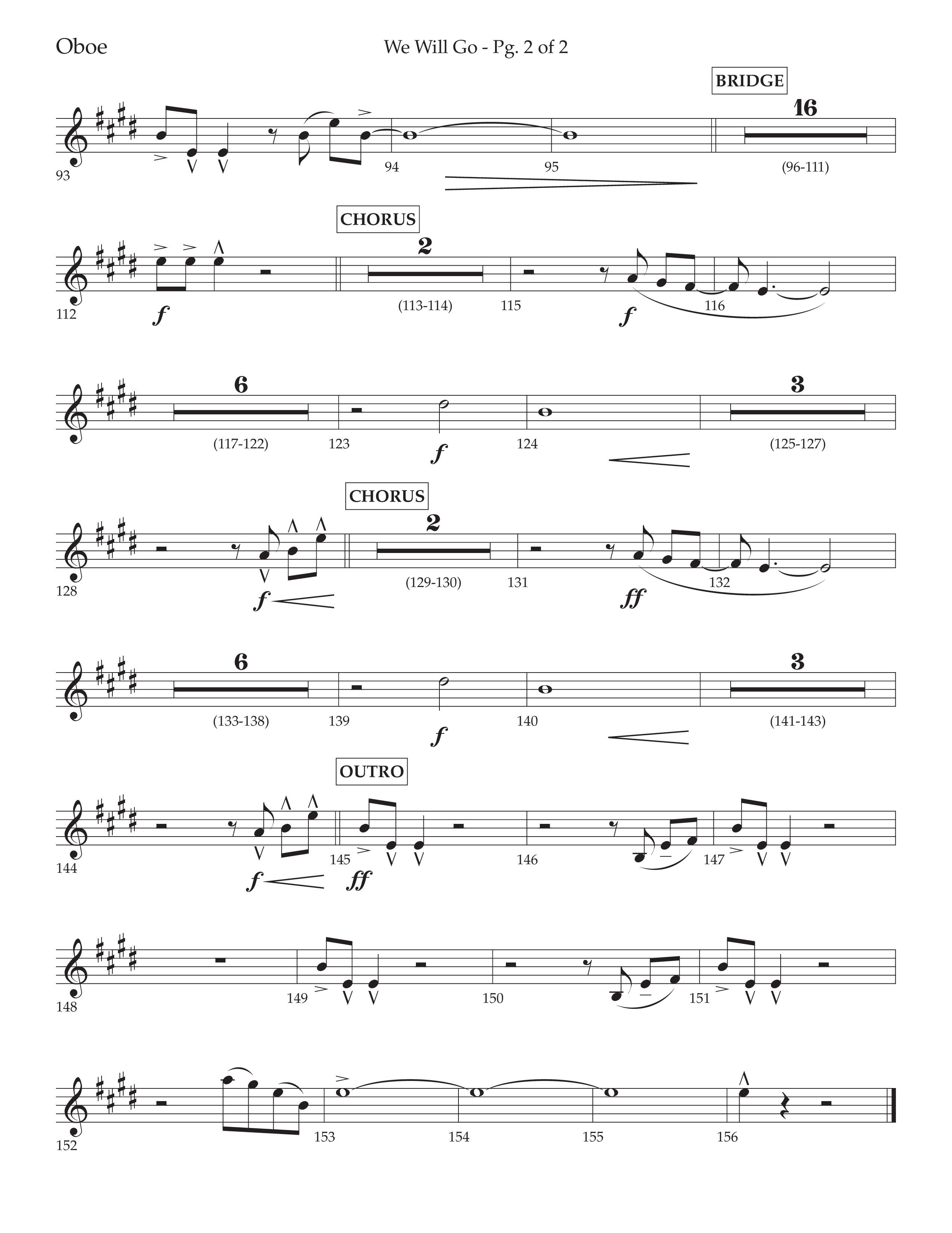 We Will Go (Choral Anthem SATB) Oboe (Lifeway Choral / Arr. Cliff Duren)