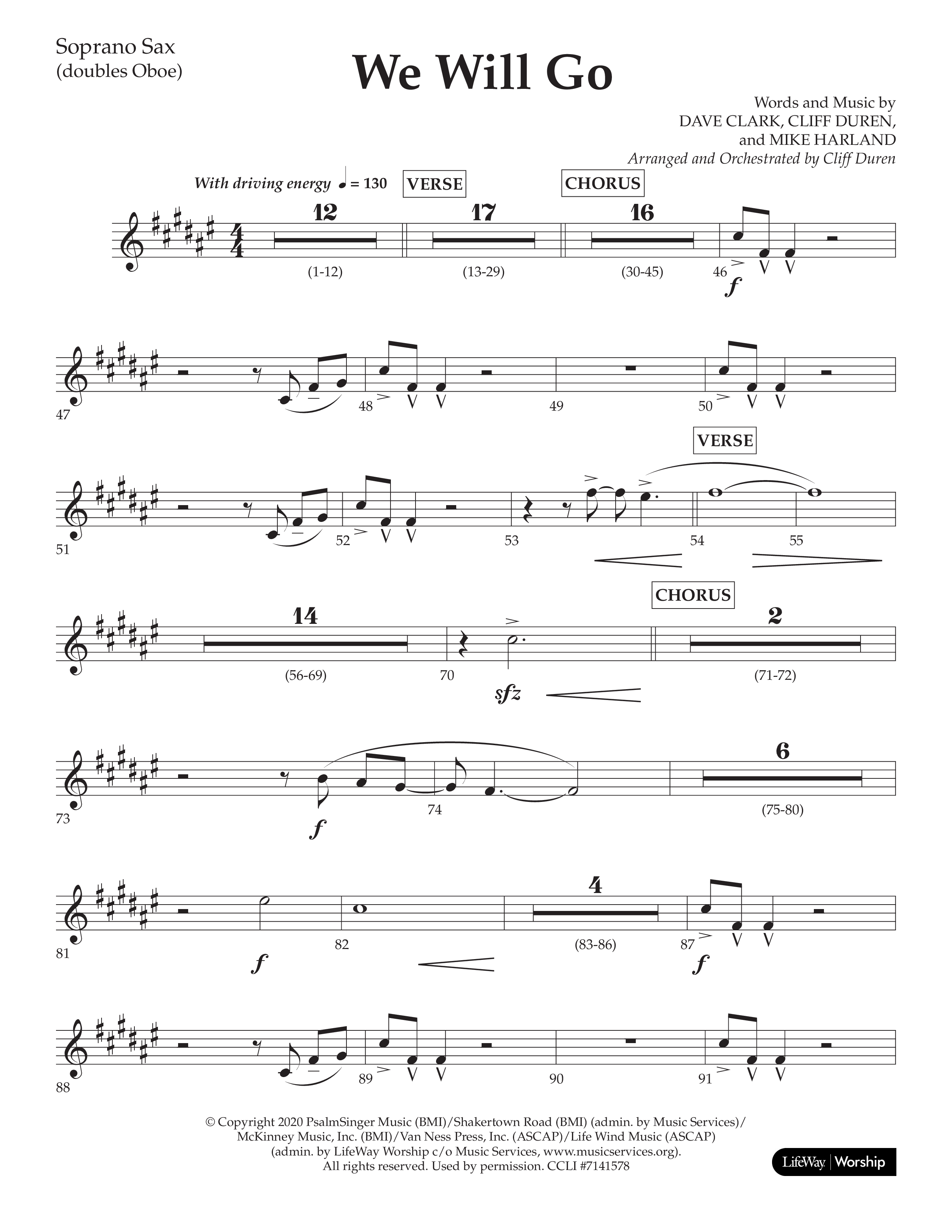 We Will Go (Choral Anthem SATB) Soprano Sax (Lifeway Choral / Arr. Cliff Duren)