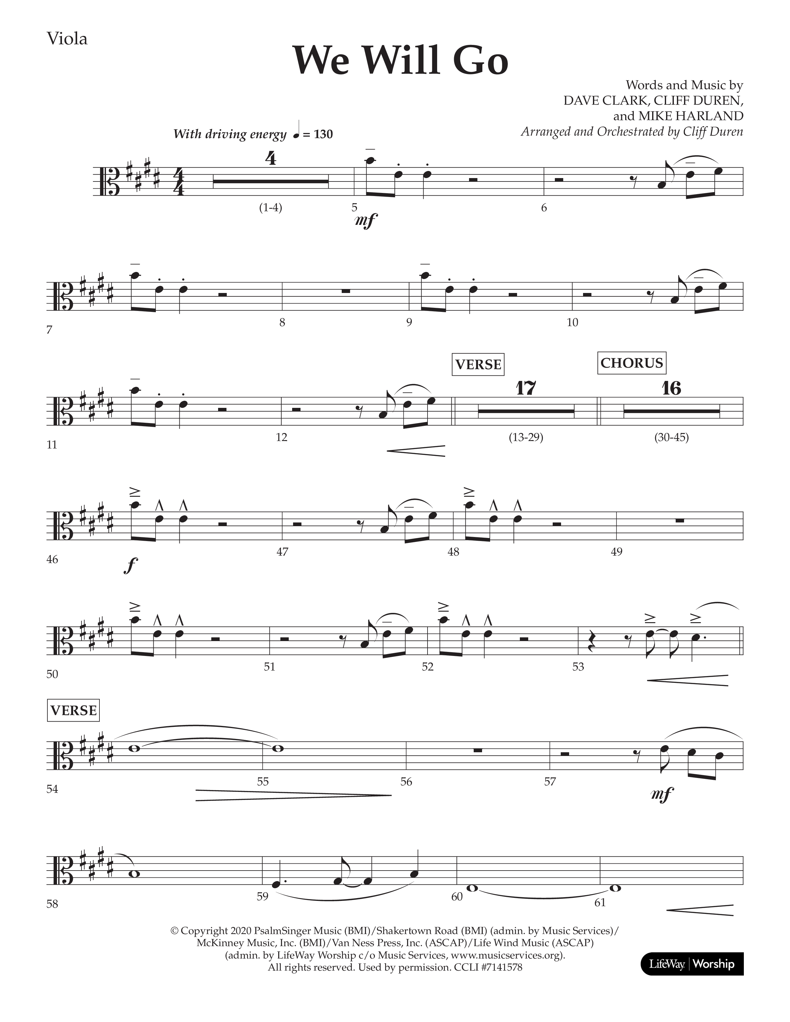 We Will Go (Choral Anthem SATB) Viola (Lifeway Choral / Arr. Cliff Duren)