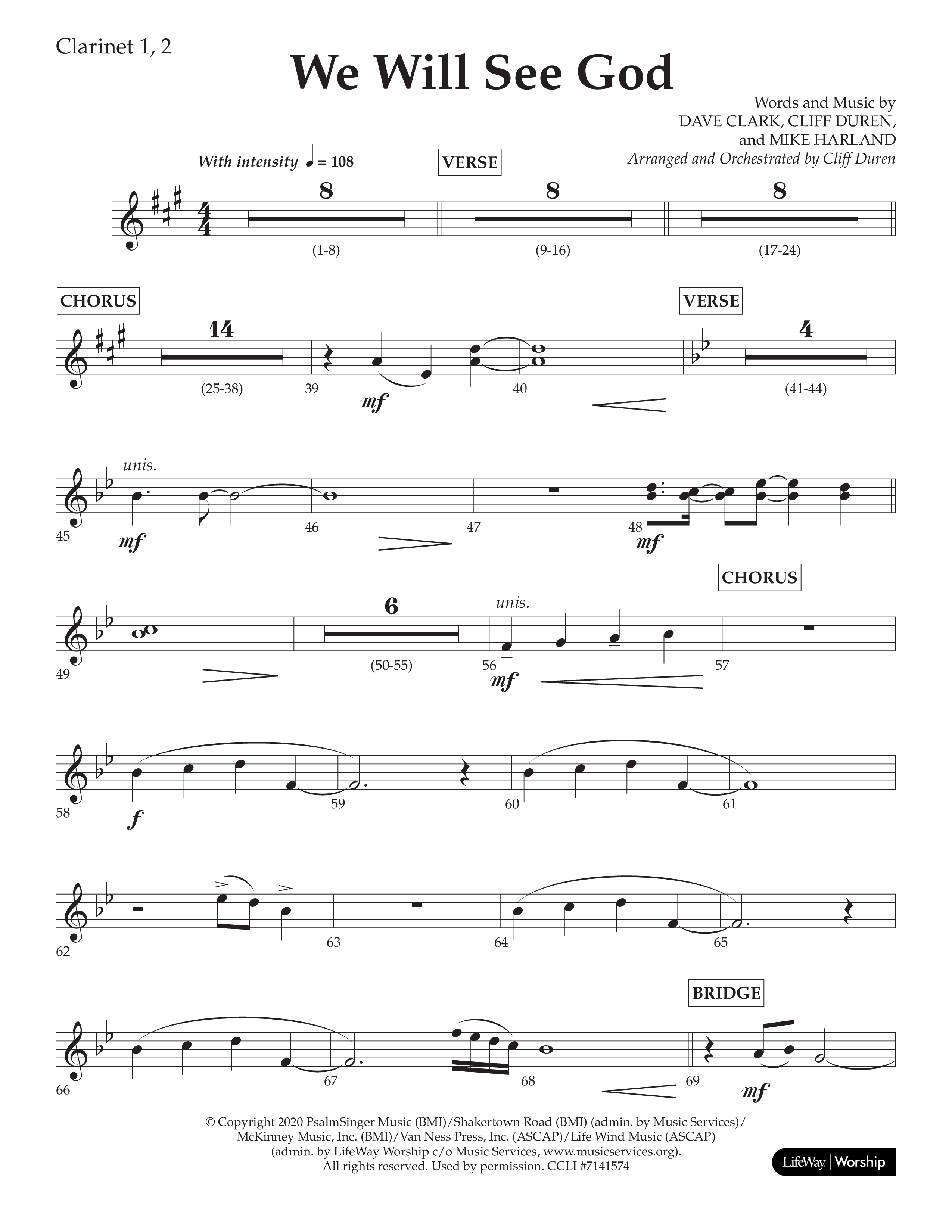 We Will See God (Choral Anthem SATB) Clarinet 1/2 (Lifeway Choral / Arr. Cliff Duren)