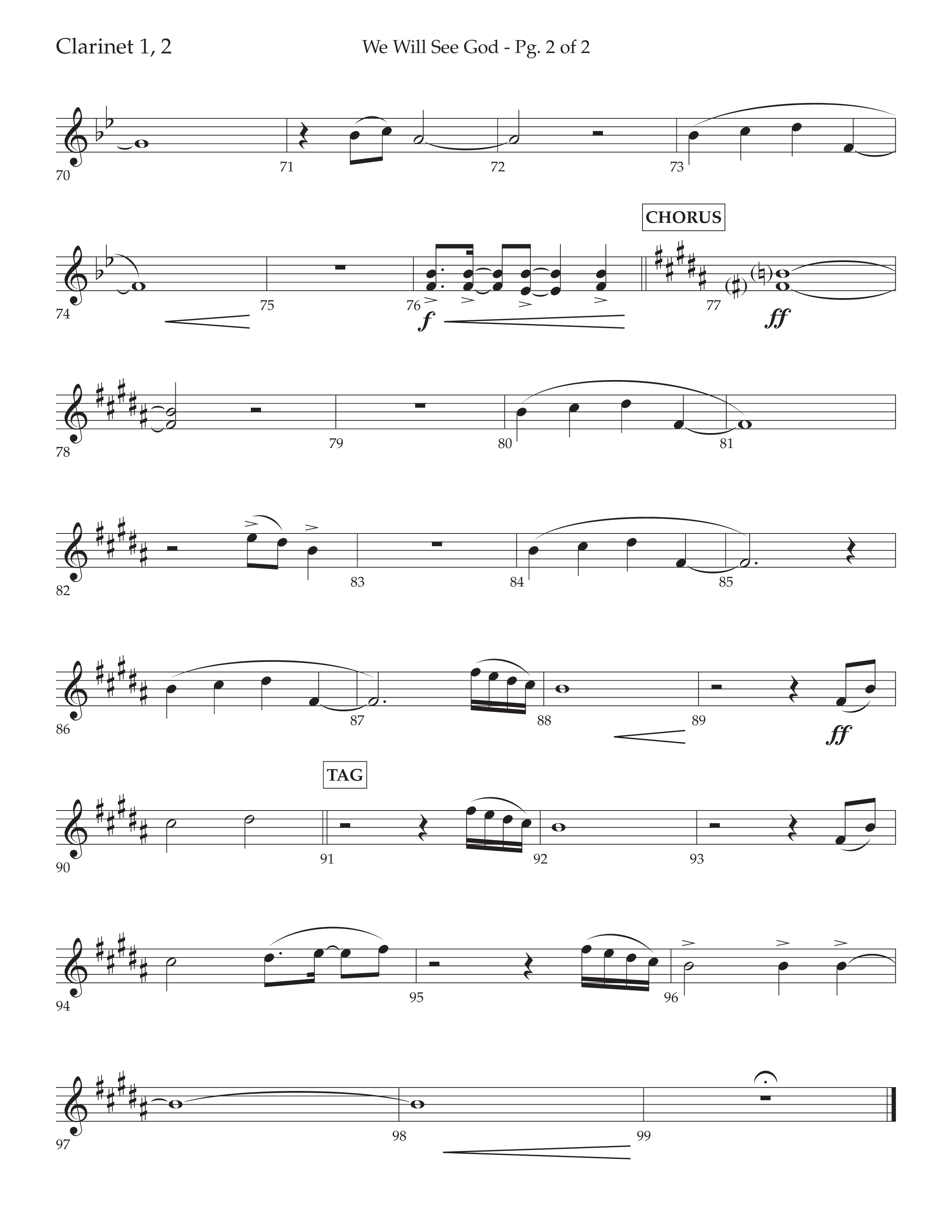 We Will See God (Choral Anthem SATB) Clarinet 1/2 (Lifeway Choral / Arr. Cliff Duren)