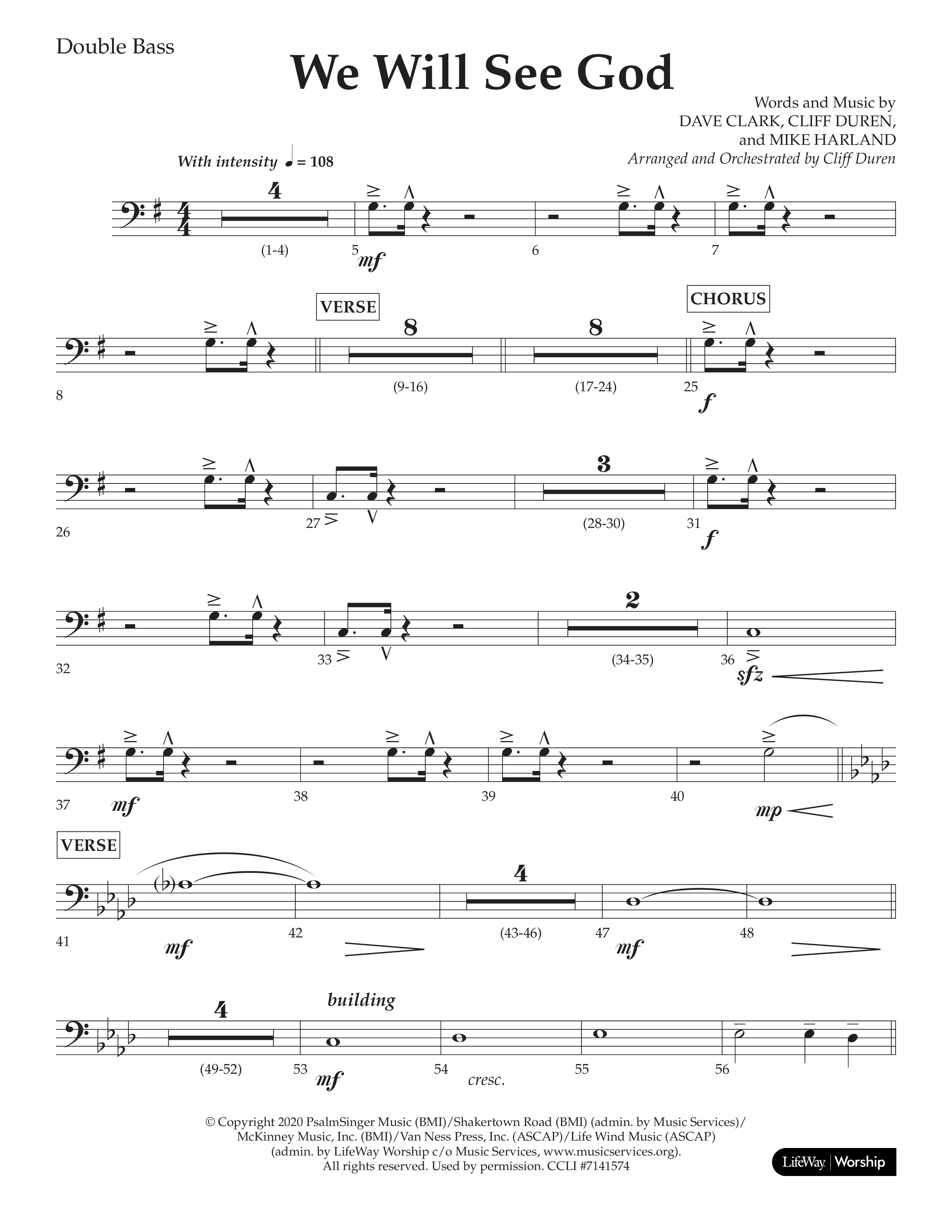 We Will See God (Choral Anthem SATB) Double Bass (Lifeway Choral / Arr. Cliff Duren)