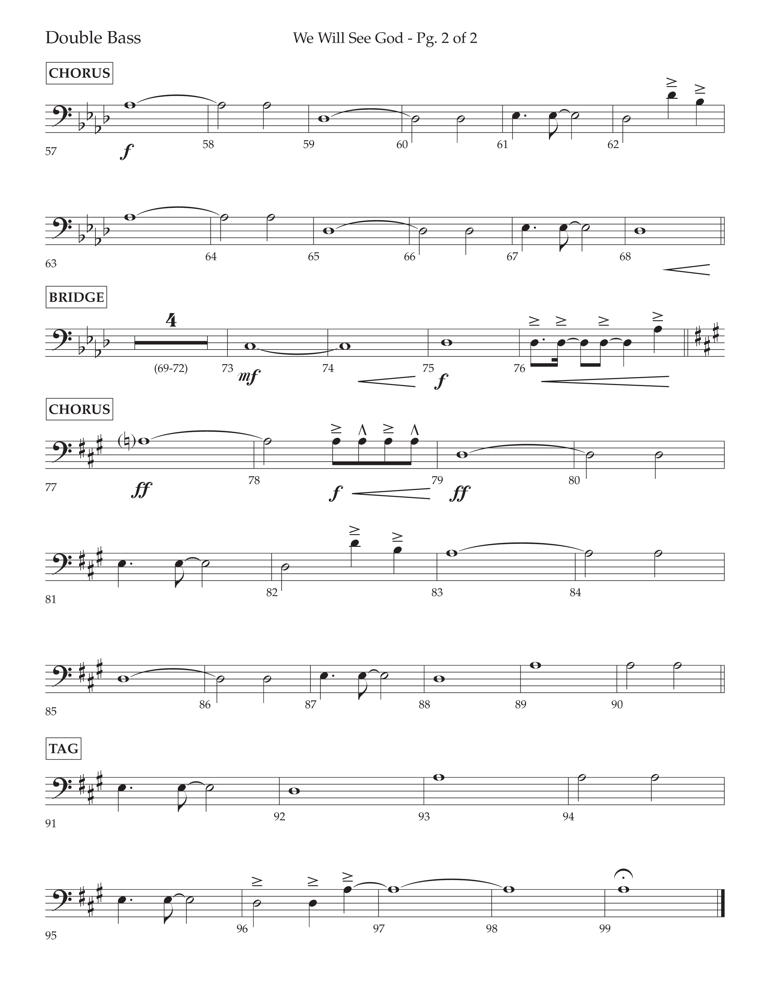 We Will See God (Choral Anthem SATB) Double Bass (Lifeway Choral / Arr. Cliff Duren)