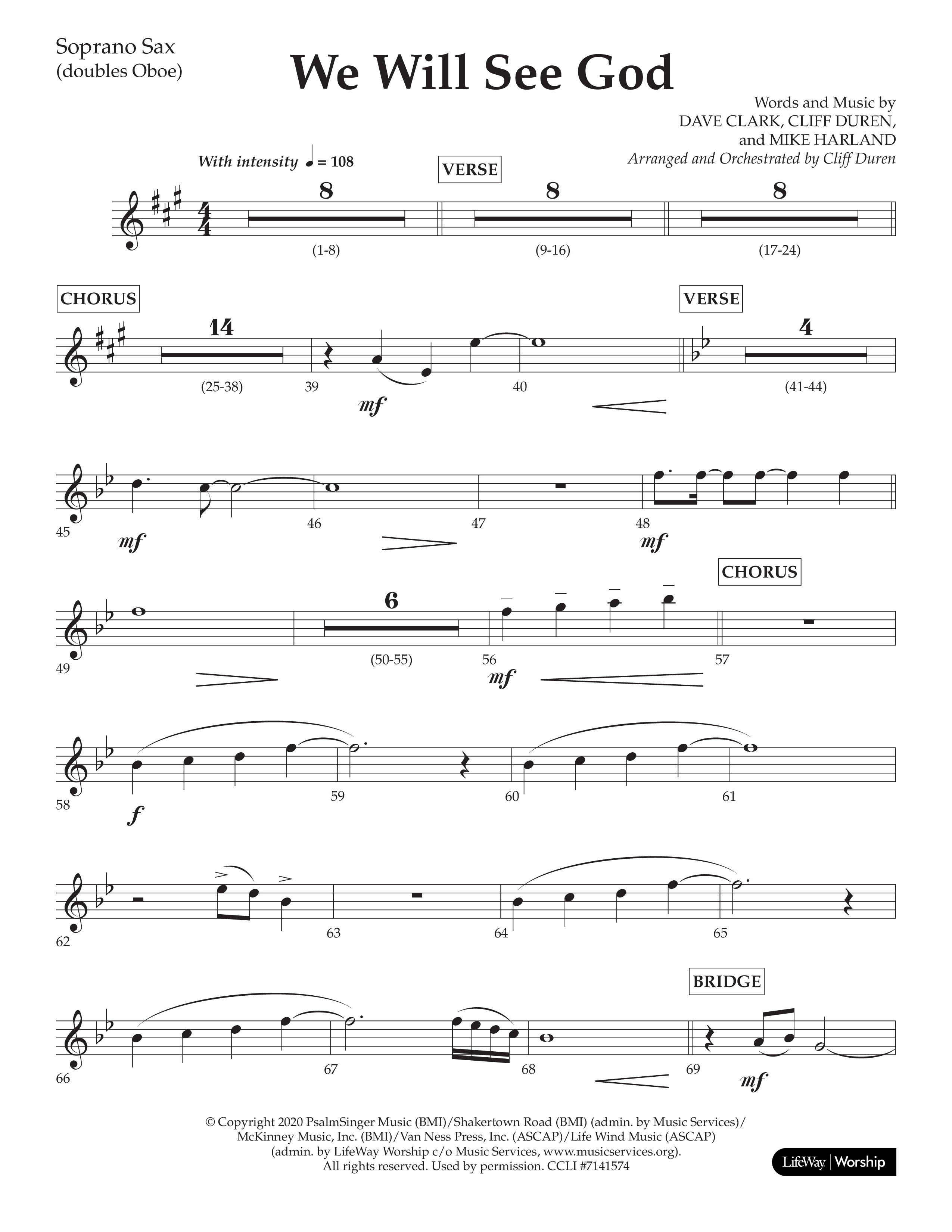 We Will See God (Choral Anthem SATB) Soprano Sax (Lifeway Choral / Arr. Cliff Duren)