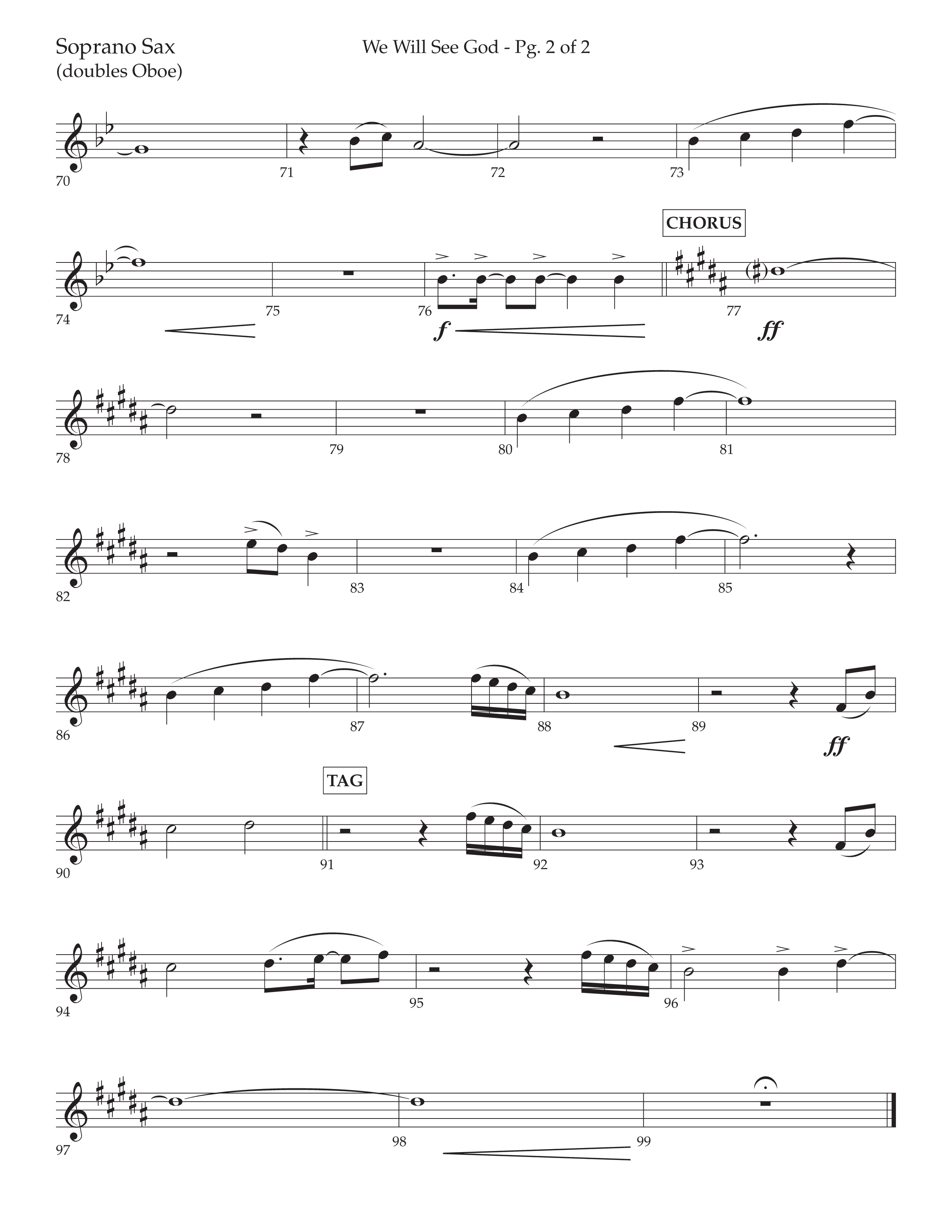 We Will See God (Choral Anthem SATB) Soprano Sax (Lifeway Choral / Arr. Cliff Duren)