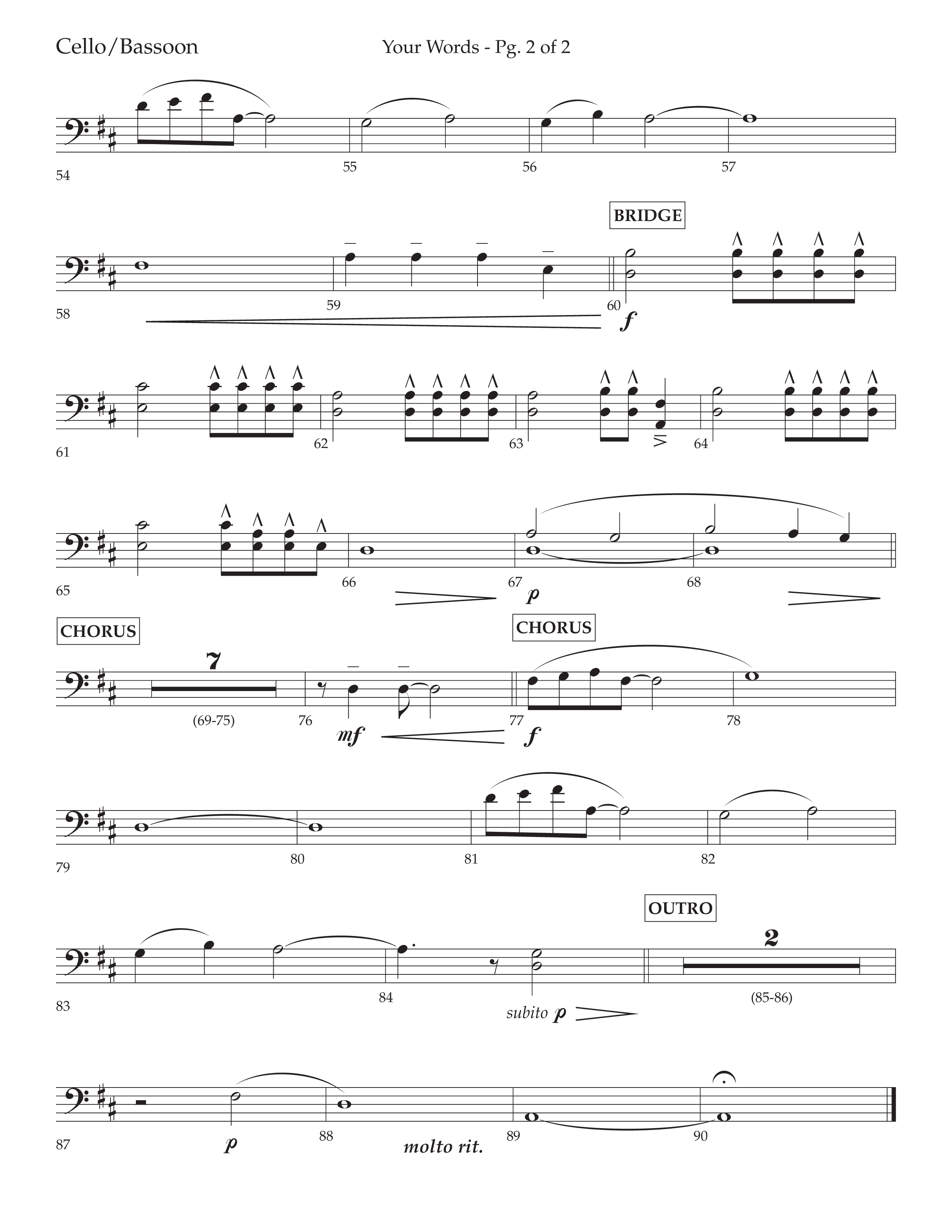 Your Words (Choral Anthem SATB) Cello (Lifeway Choral / Arr. Cliff Duren)
