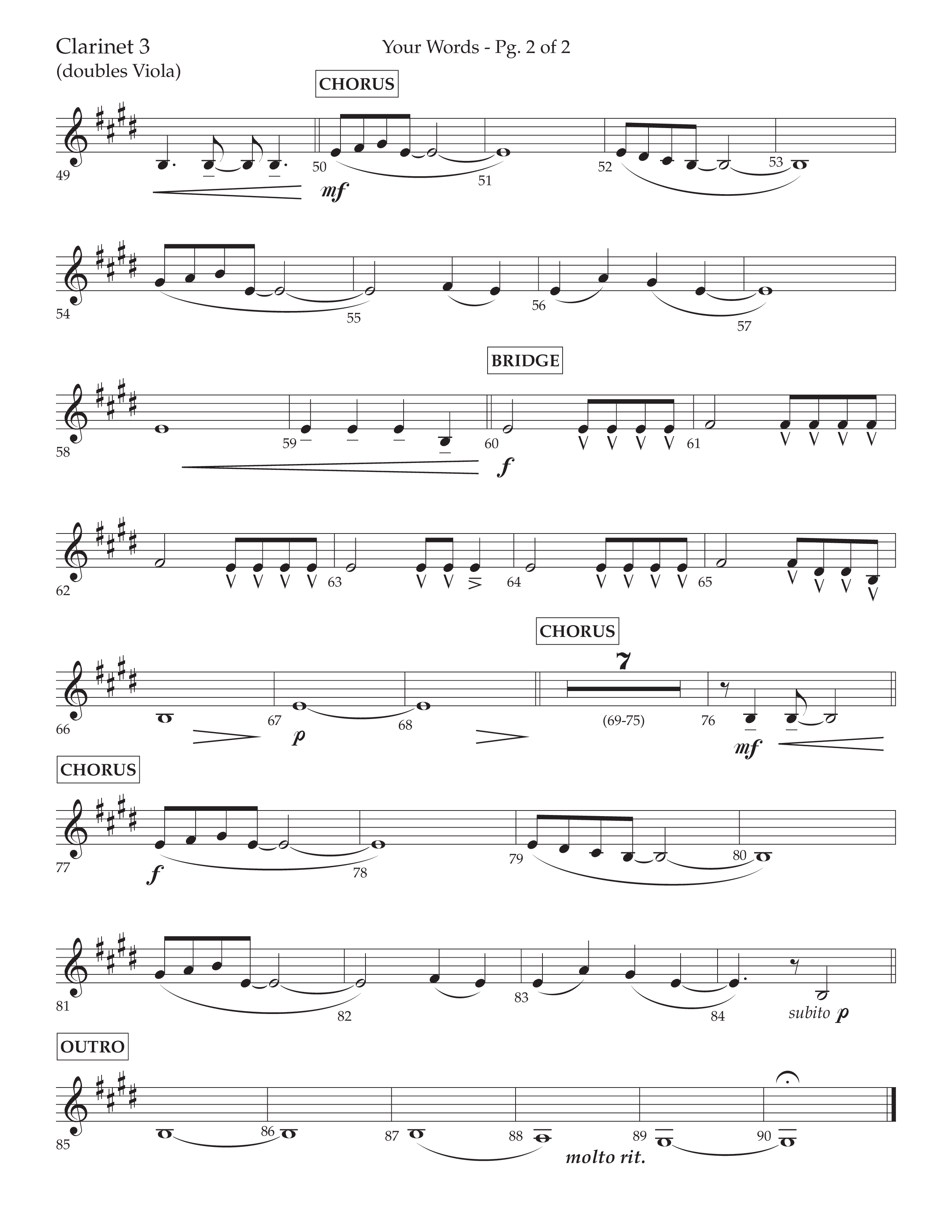 Your Words (Choral Anthem SATB) Clarinet 3 (Lifeway Choral / Arr. Cliff Duren)