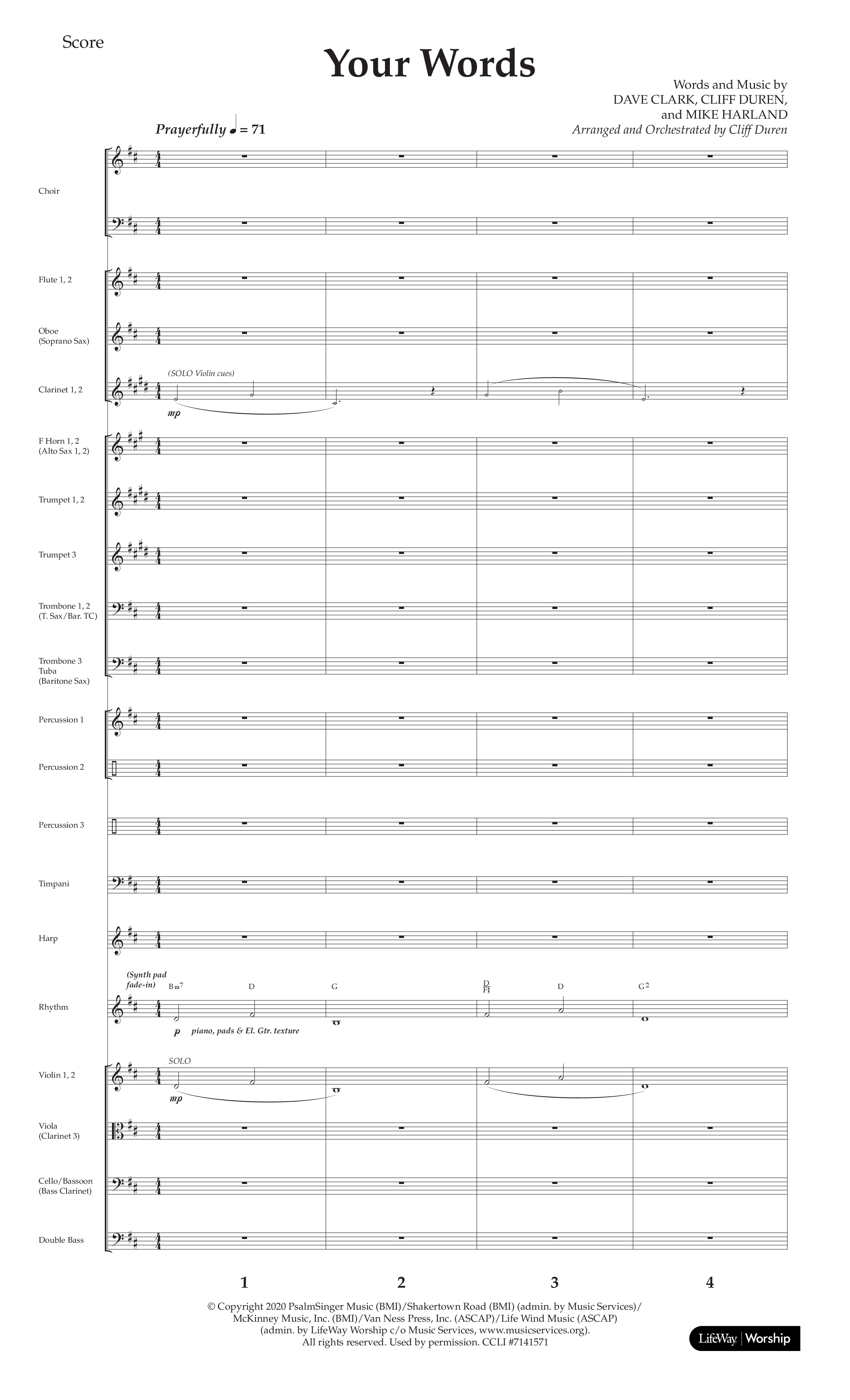 Your Words (Choral Anthem SATB) Conductor's Score (Lifeway Choral / Arr. Cliff Duren)