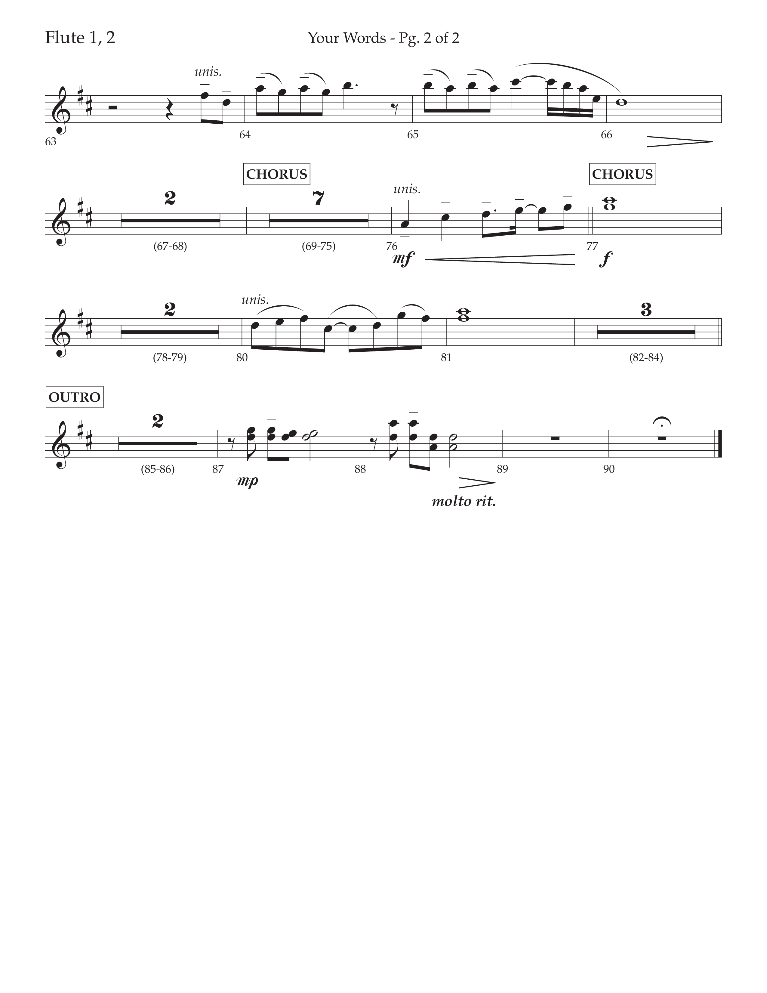 Your Words (Choral Anthem SATB) Flute 1/2 (Lifeway Choral / Arr. Cliff Duren)