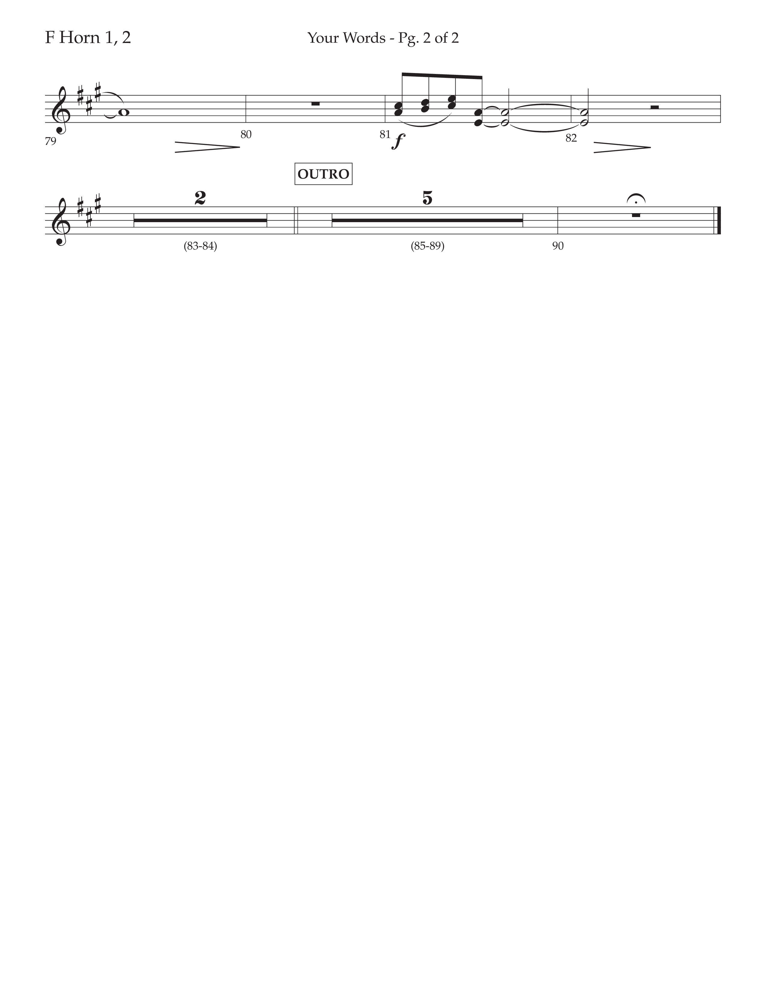 Your Words (Choral Anthem SATB) French Horn 1/2 (Lifeway Choral / Arr. Cliff Duren)