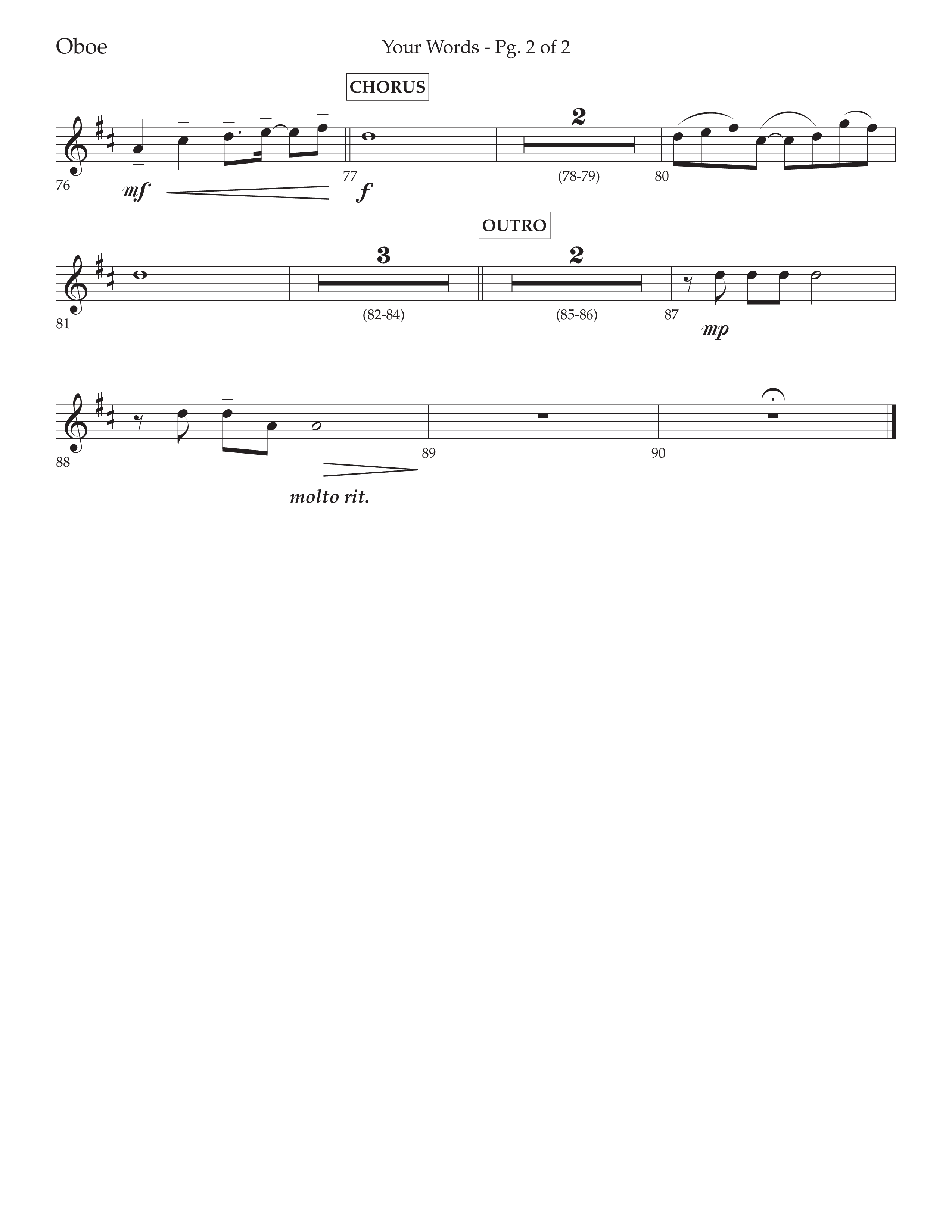 Your Words (Choral Anthem SATB) Oboe (Lifeway Choral / Arr. Cliff Duren)