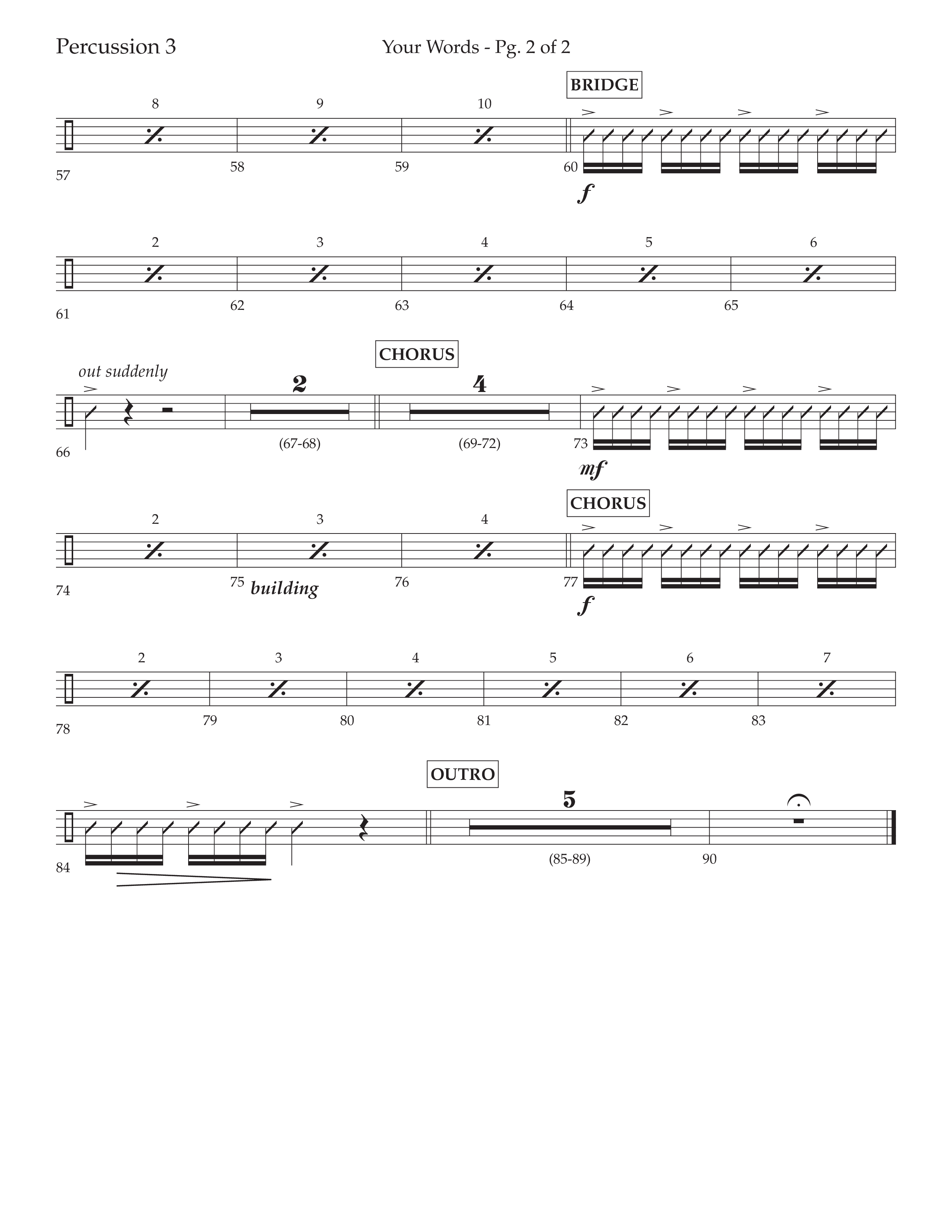 Your Words (Choral Anthem SATB) Percussion (Lifeway Choral / Arr. Cliff Duren)