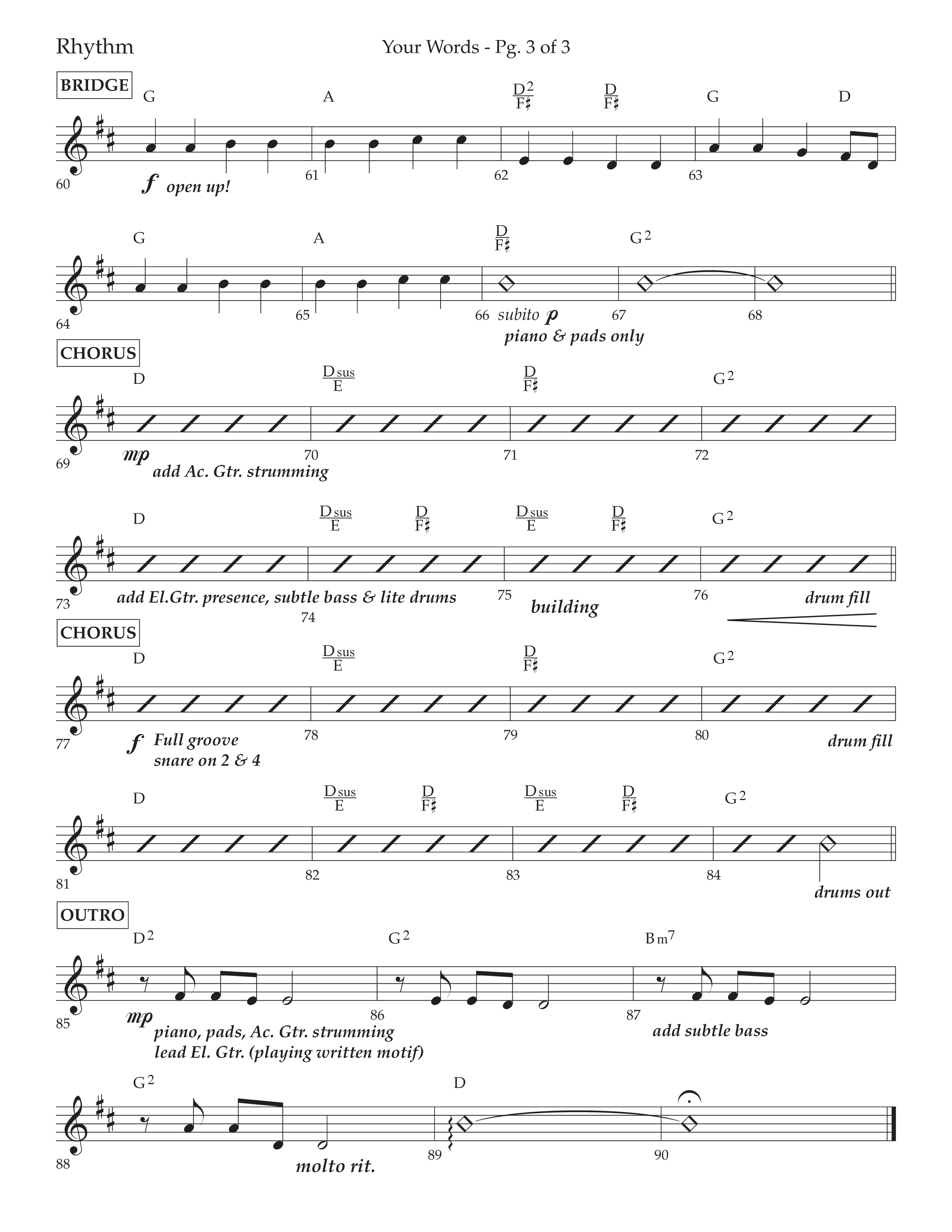 Your Words (Choral Anthem SATB) Rhythm Chart (Lifeway Choral / Arr. Cliff Duren)