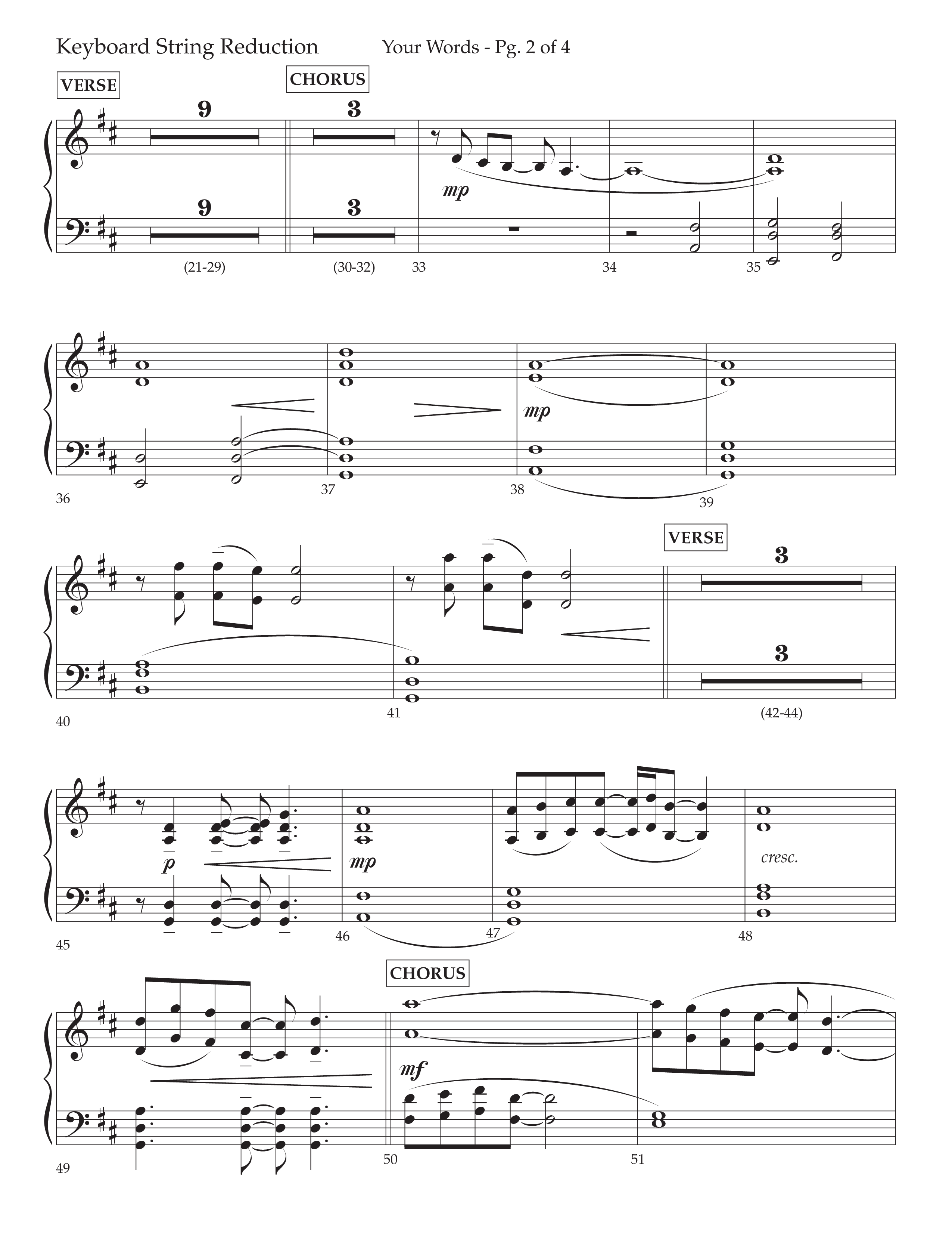 Your Words (Choral Anthem SATB) String Reduction (Lifeway Choral / Arr. Cliff Duren)