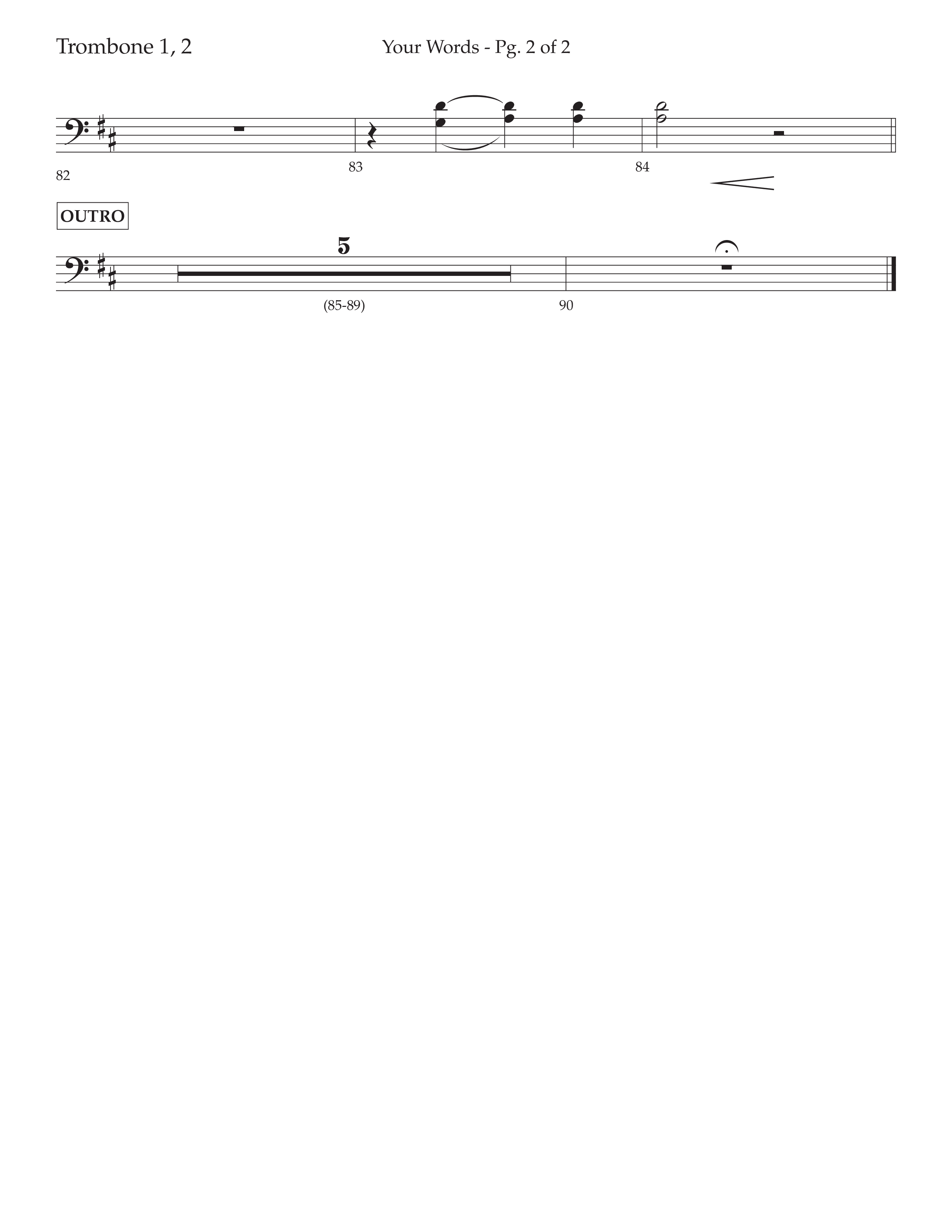 Your Words (Choral Anthem SATB) Trombone 1/2 (Lifeway Choral / Arr. Cliff Duren)