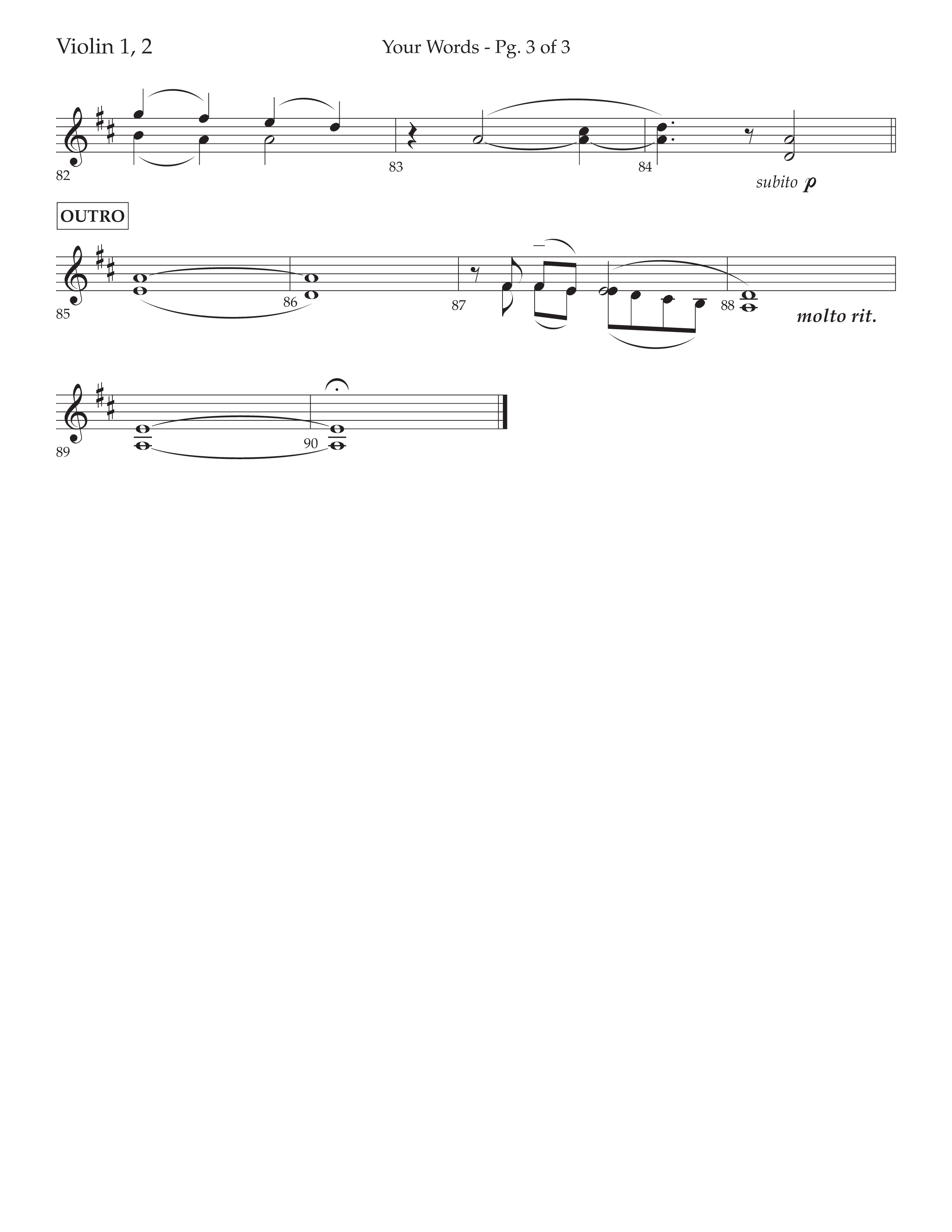Your Words (Choral Anthem SATB) Violin 1/2 (Lifeway Choral / Arr. Cliff Duren)