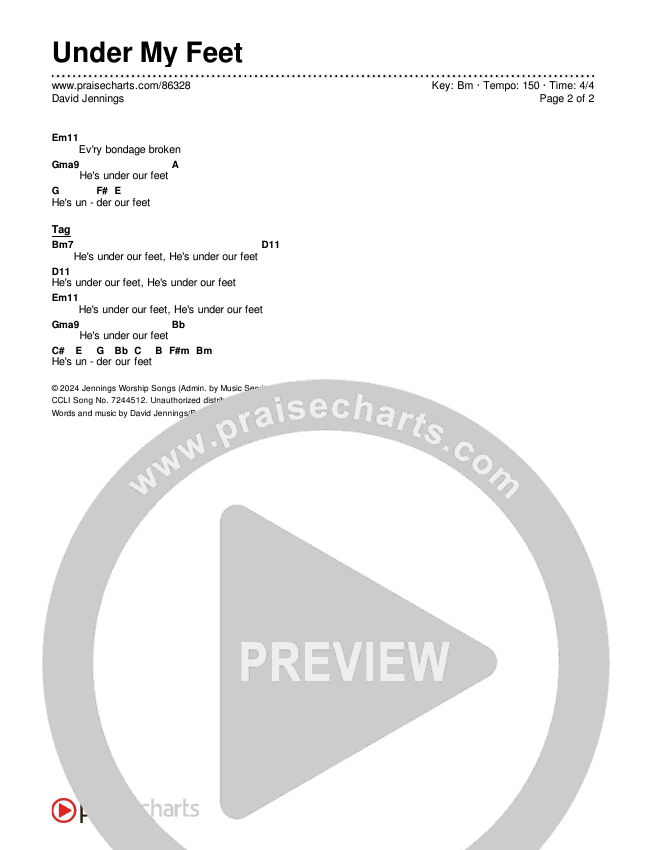 Under My Feet Chords & Lyrics (David Jennings)