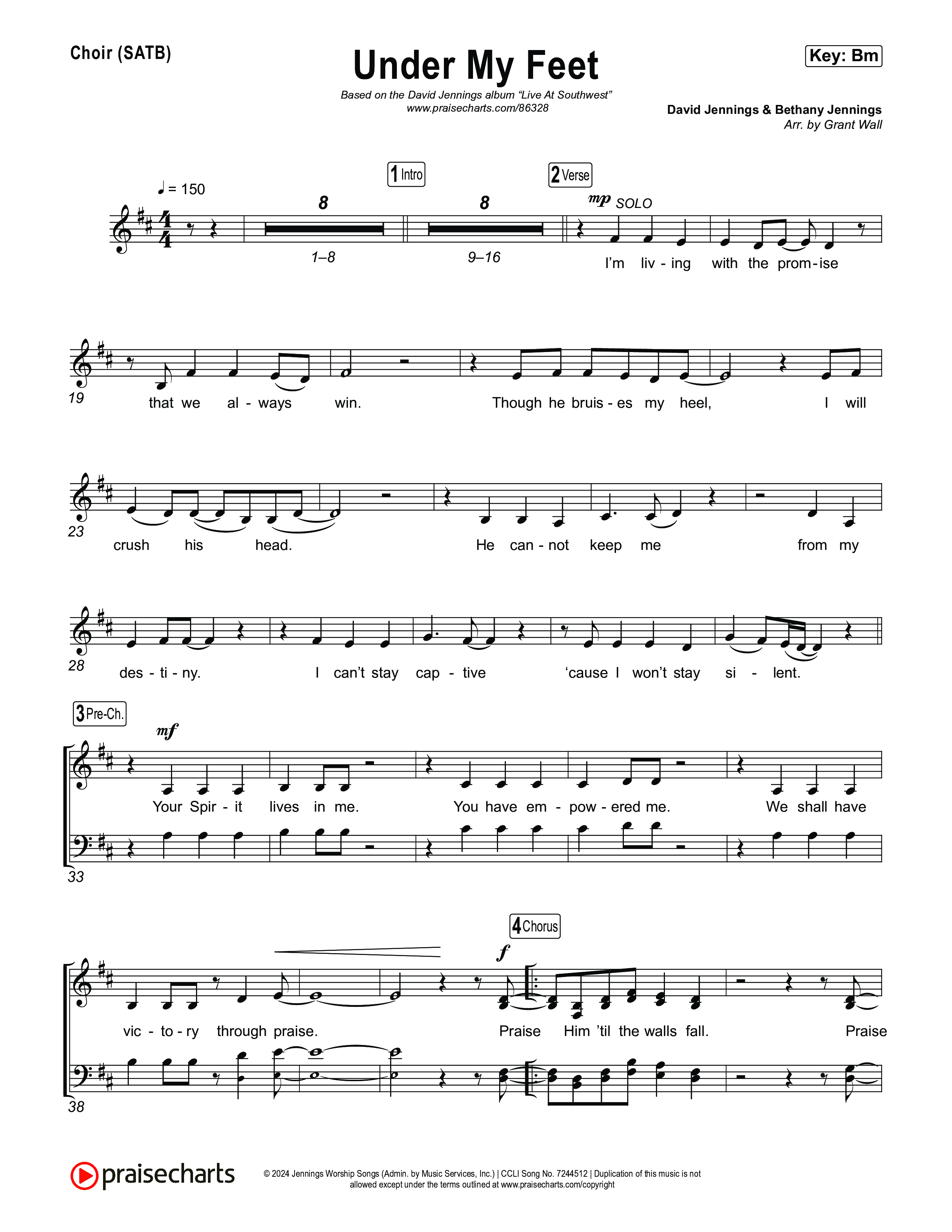 Under My Feet Choir Sheet (SATB) (David Jennings)