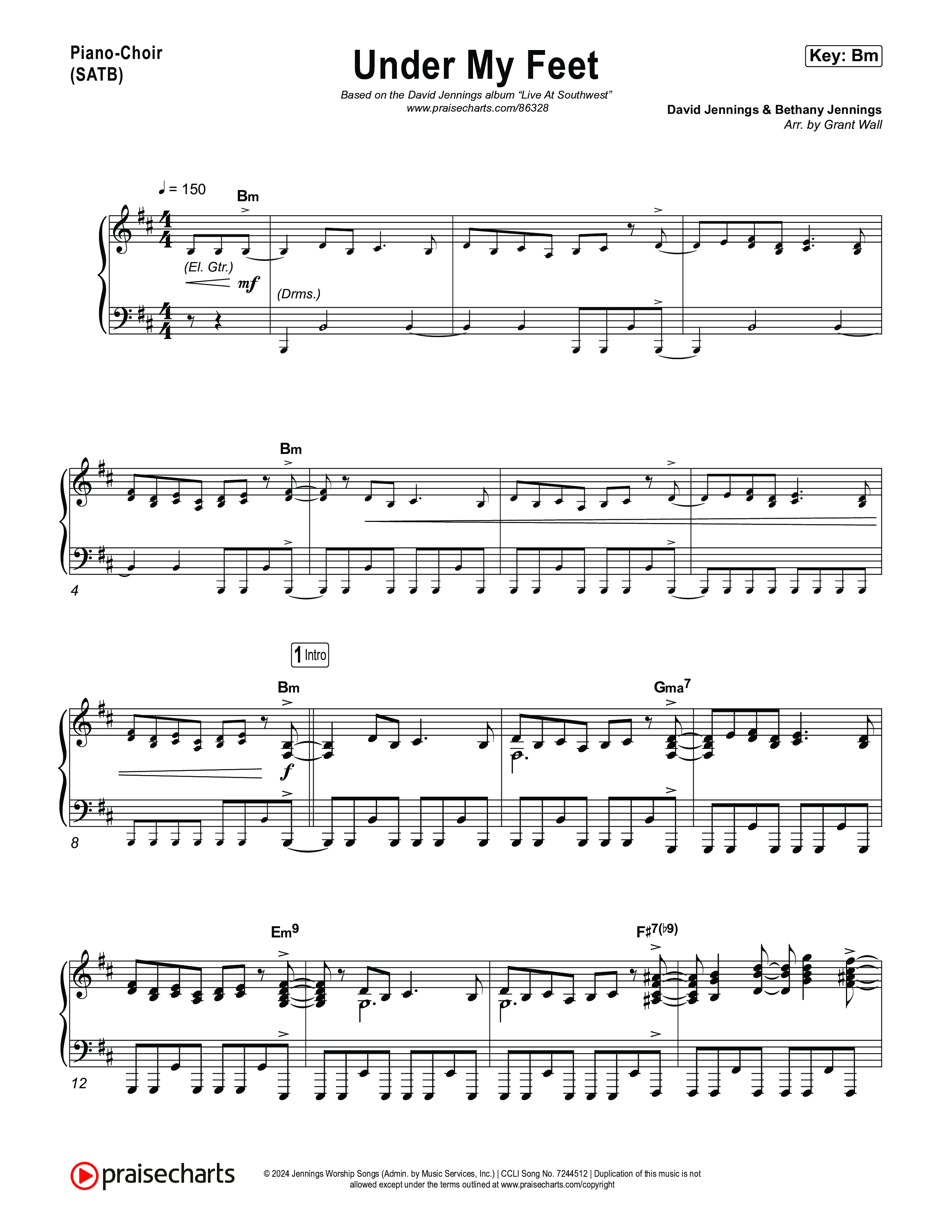 Under My Feet Piano/Vocal Pack (David Jennings)