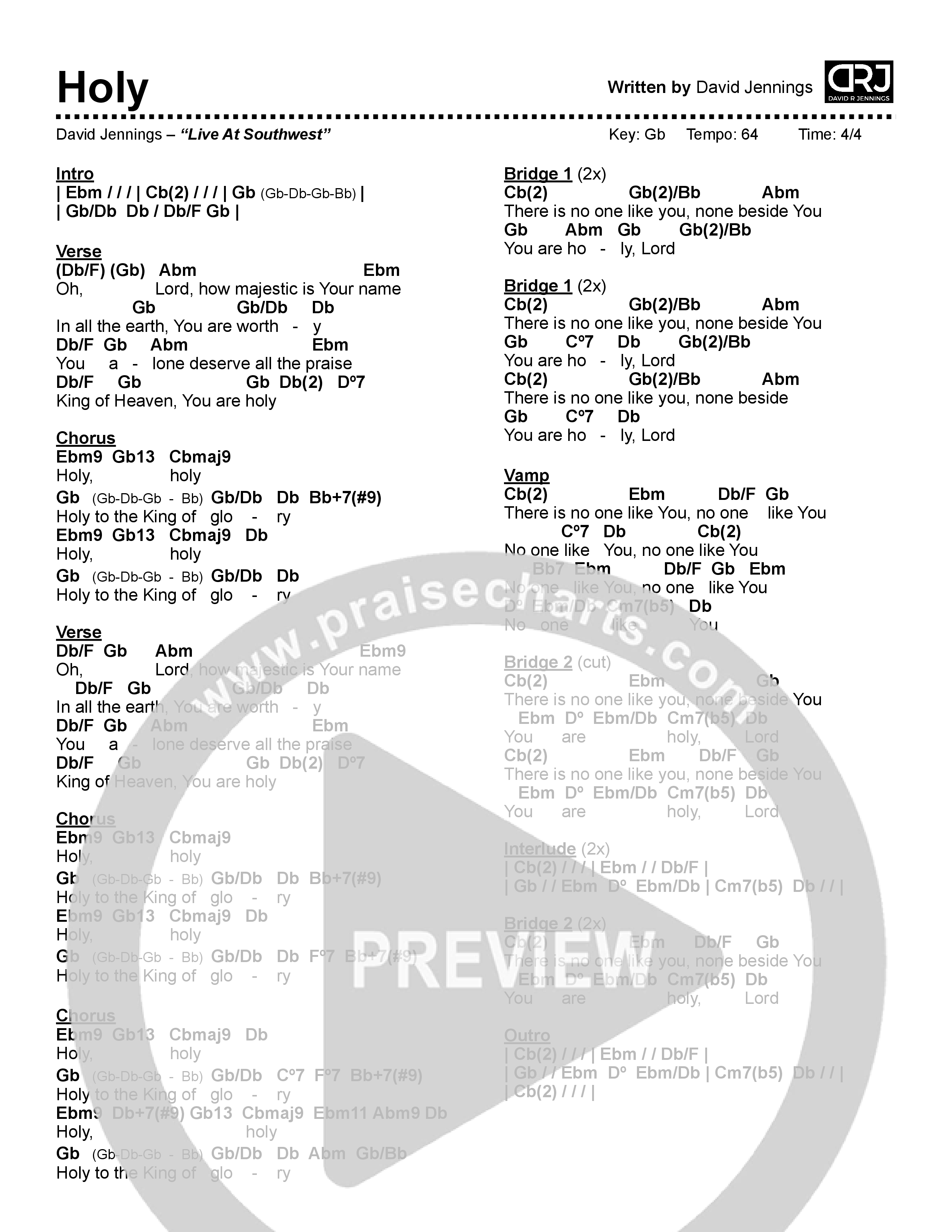 Holy Chord Chart (David Jennings)