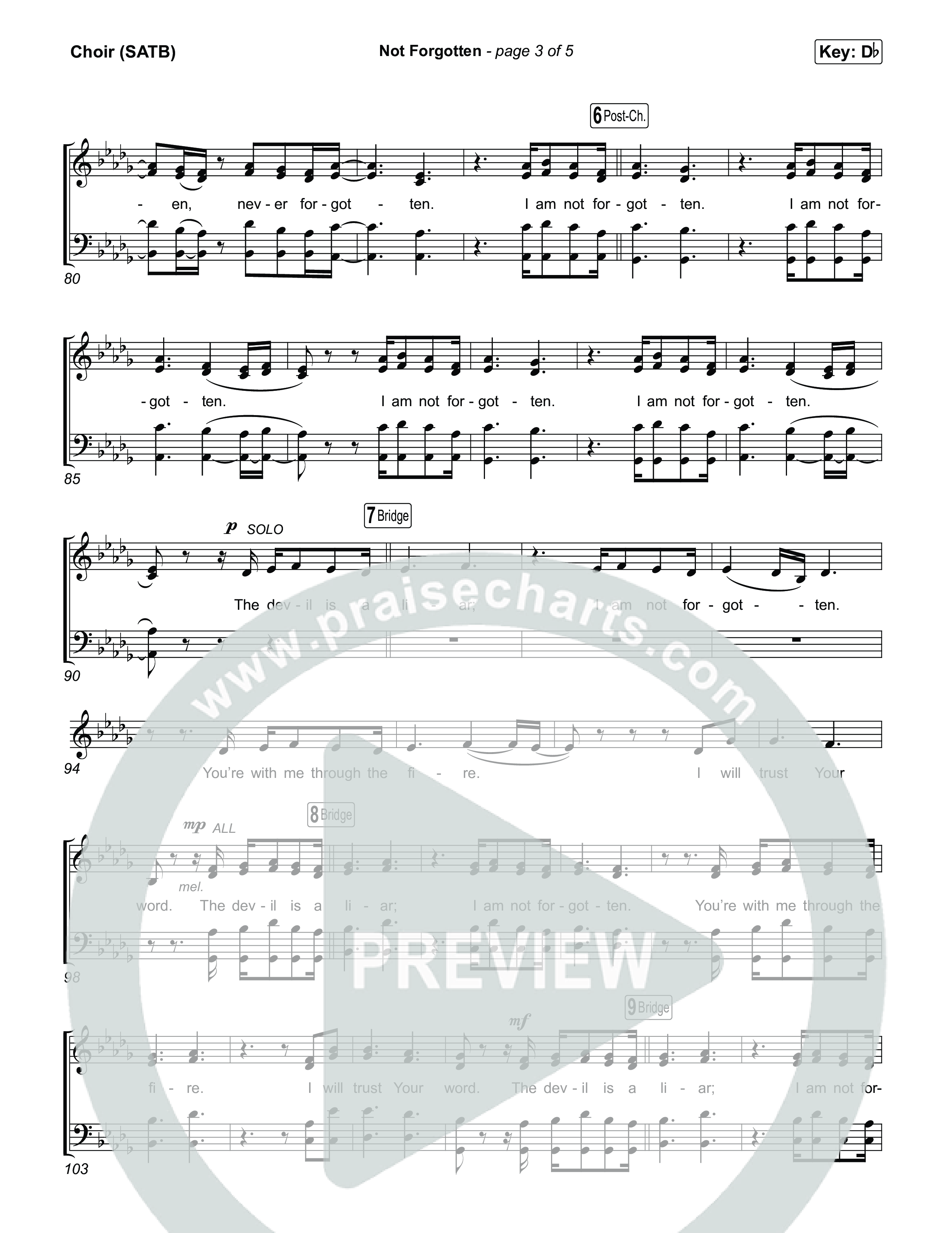 Not Forgotten Choir Sheet (SATB) (David Jennings)