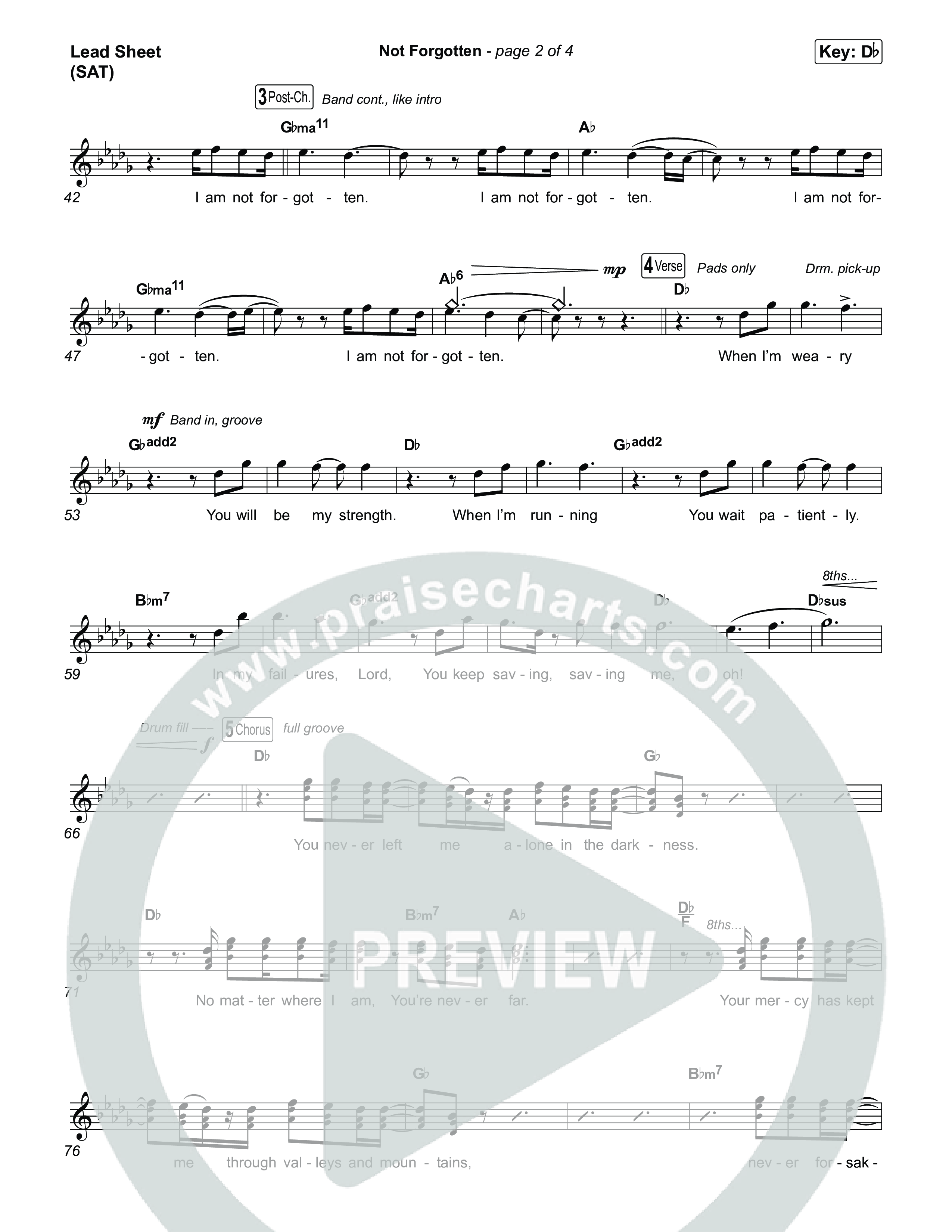 Not Forgotten Lead Sheet (SAT) (David Jennings)