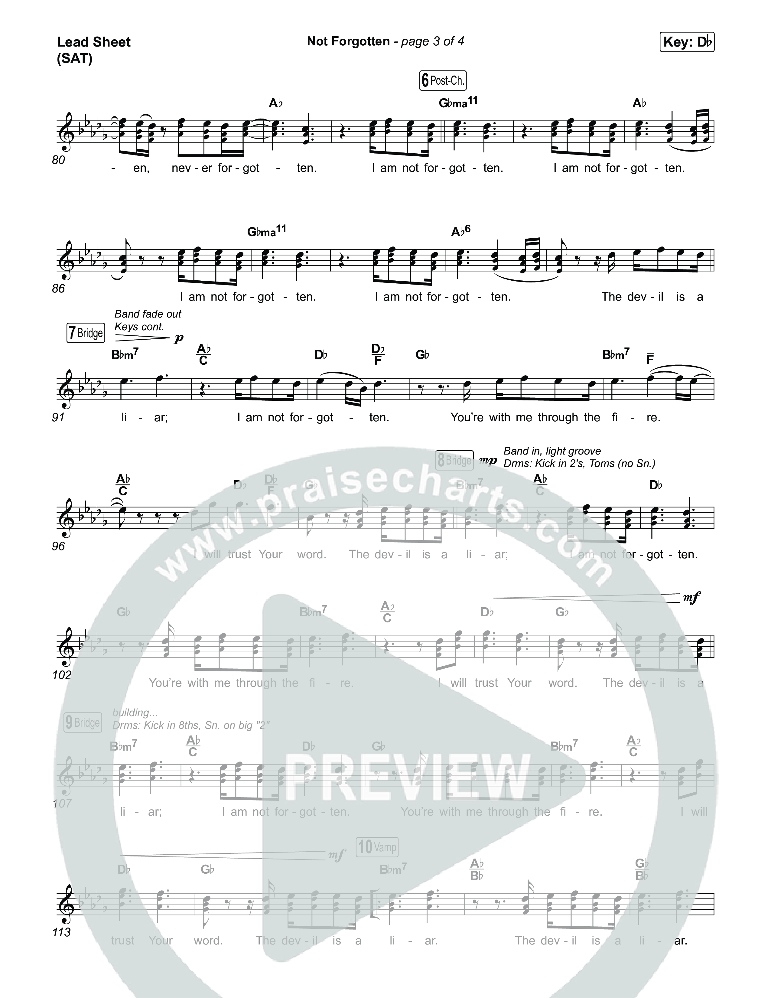 Not Forgotten Lead Sheet (SAT) (David Jennings)