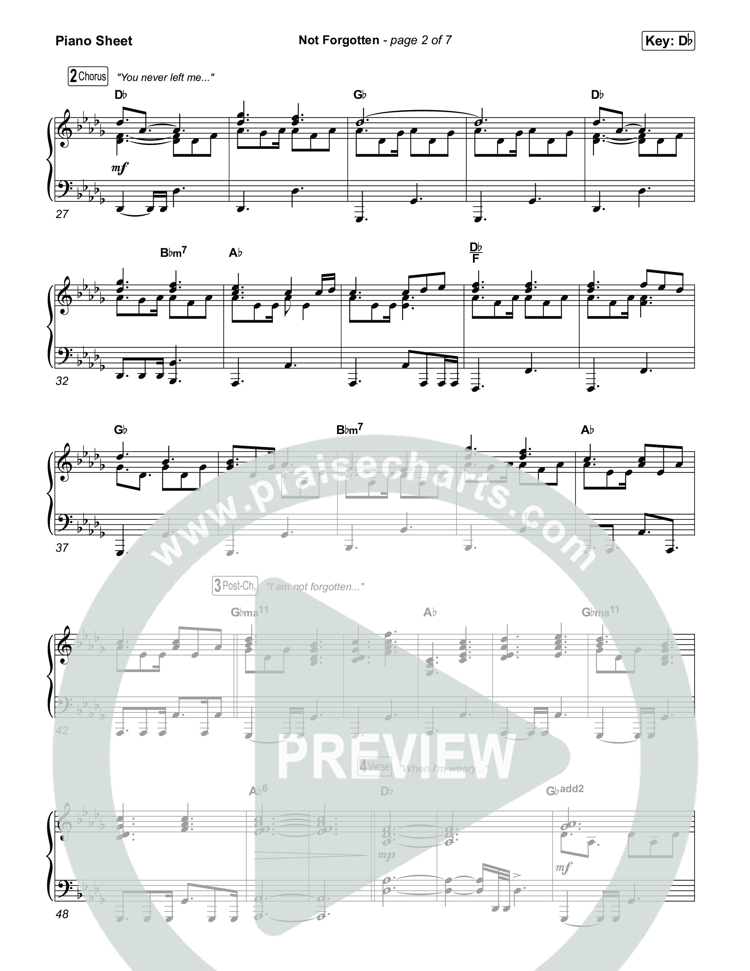 Not Forgotten Piano Sheet (David Jennings)