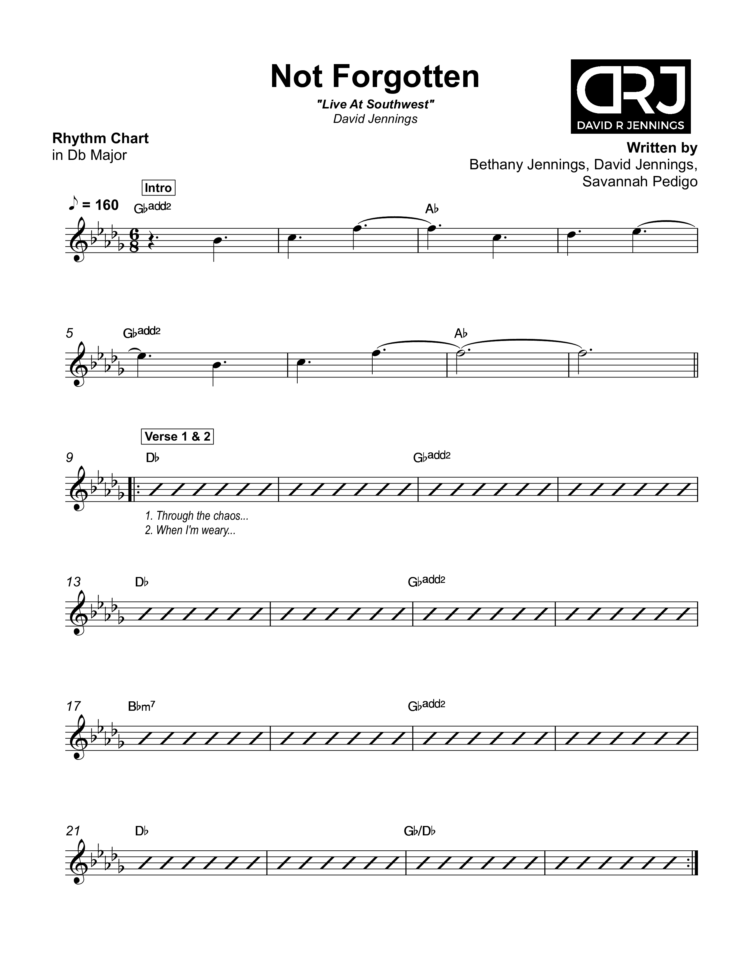 Not Forgotten Rhythm Chart (David Jennings)
