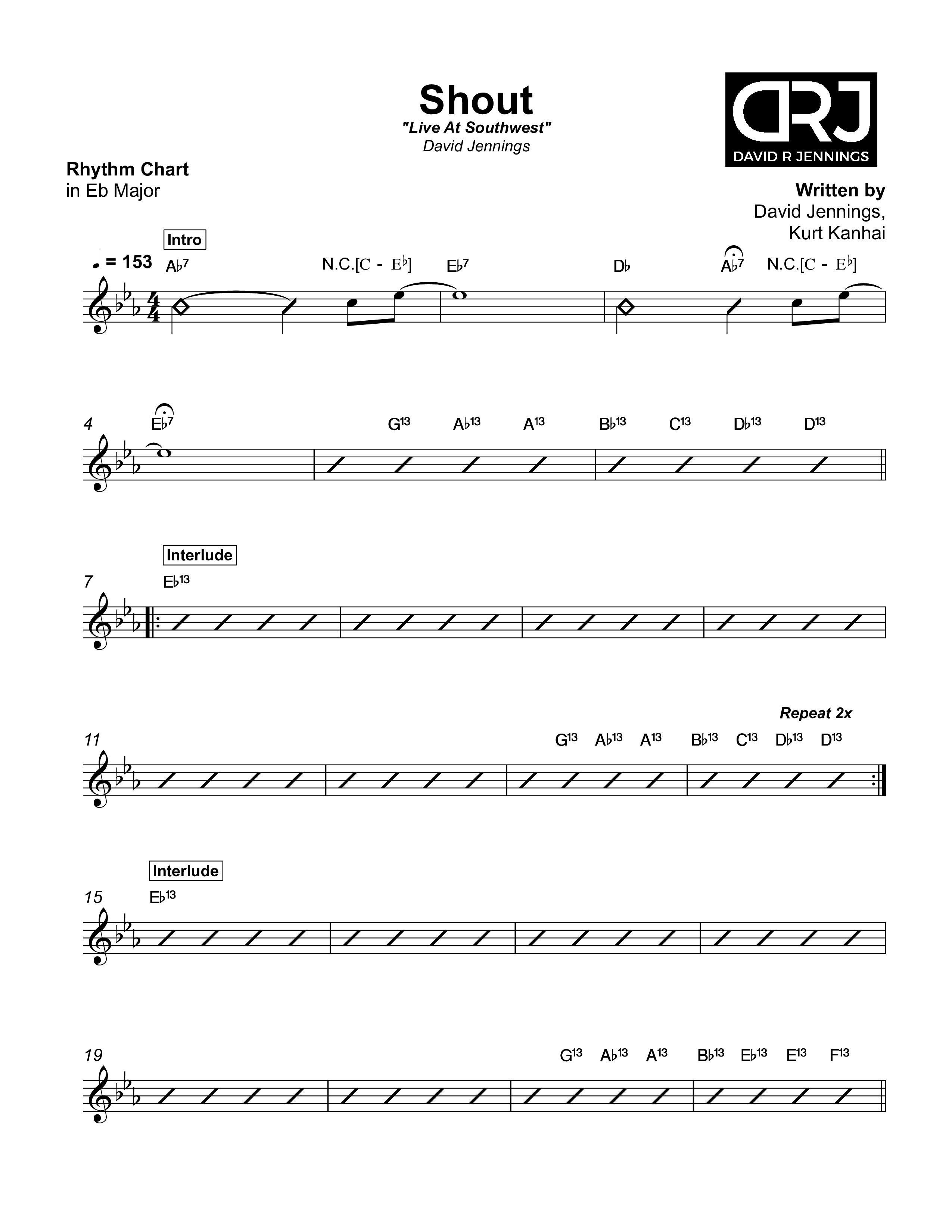 Shout Rhythm Chart (David Jennings)