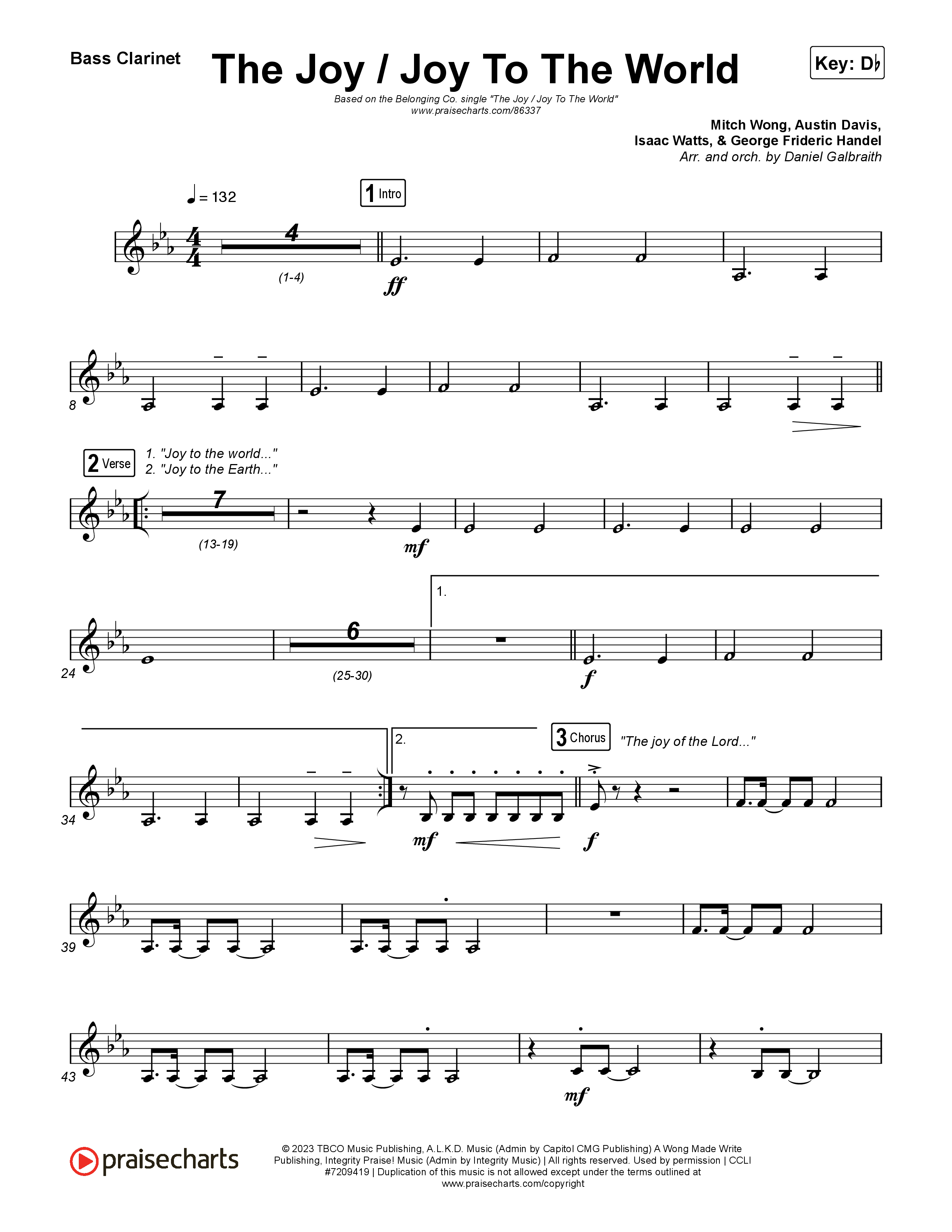 The Joy / Joy To The World Bass Clarinet (The Belonging Co / David Dennis)