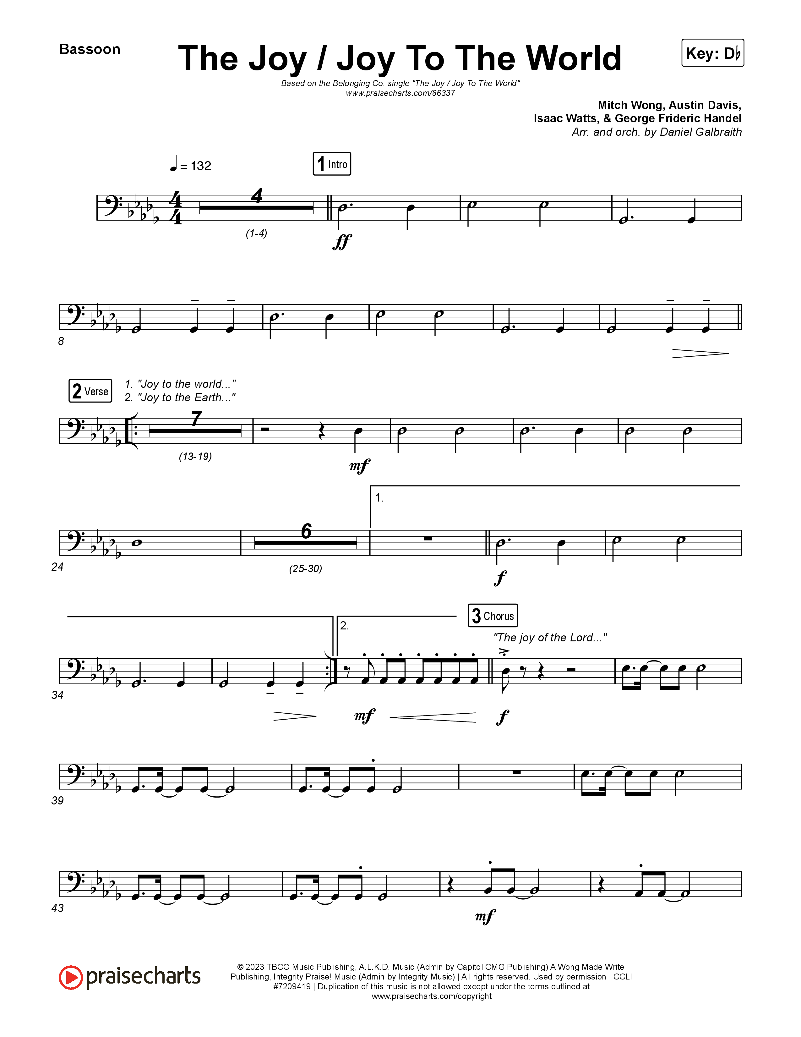 The Joy / Joy To The World Bassoon (The Belonging Co / David Dennis)