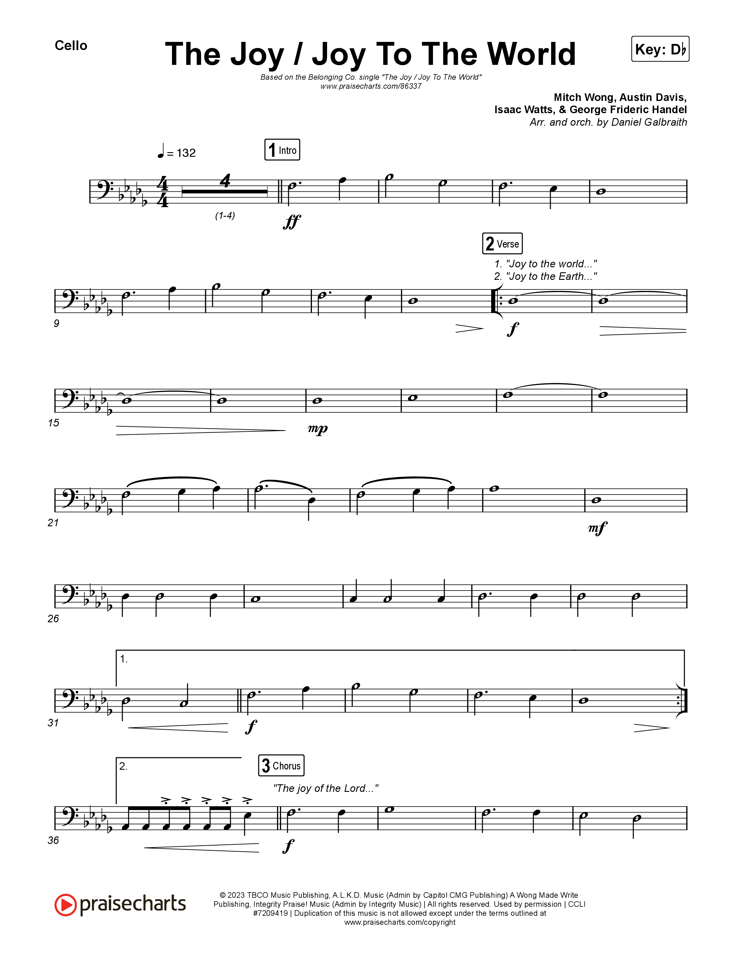 The Joy / Joy To The World Cello (The Belonging Co / David Dennis)