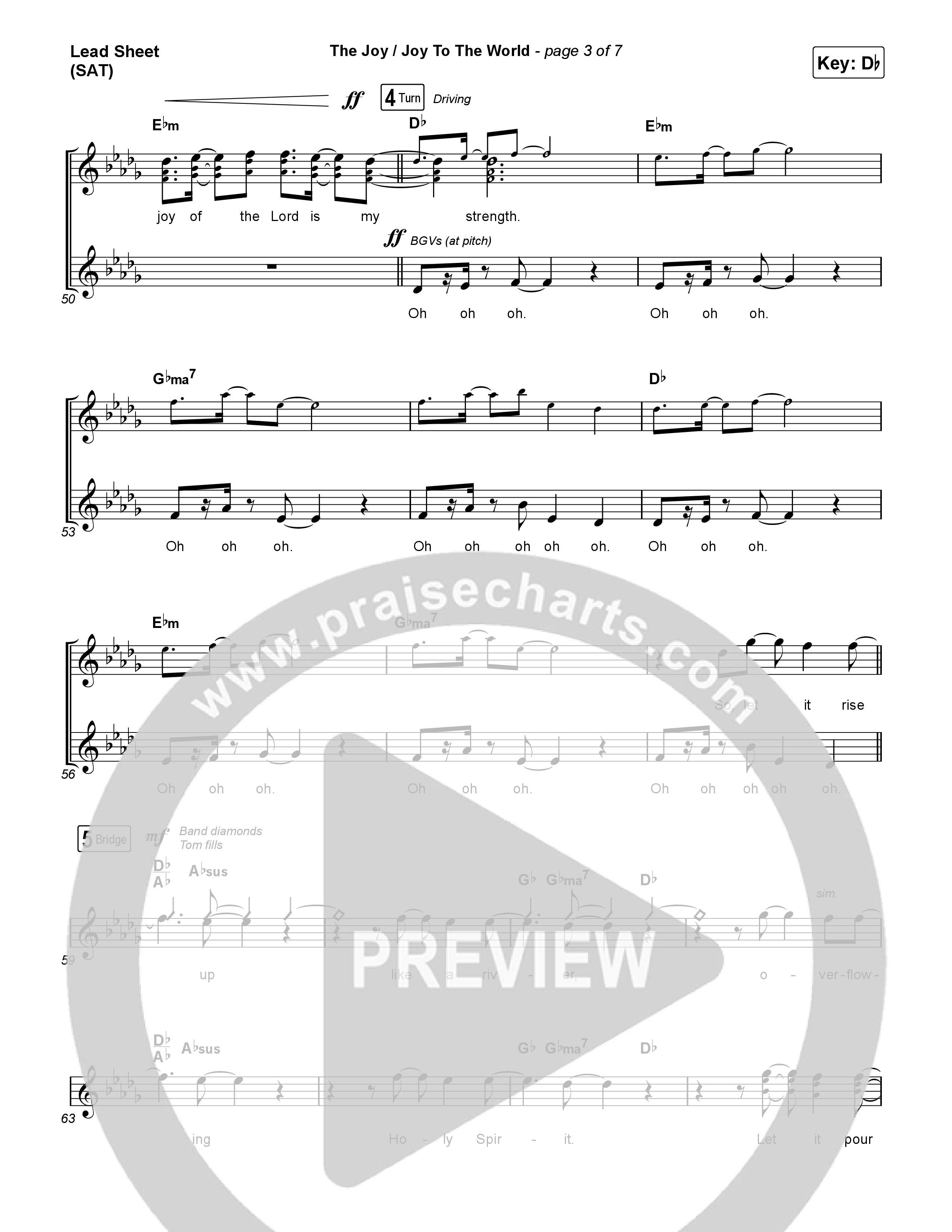 The Joy / Joy To The World Lead Sheet (SAT) (The Belonging Co / David Dennis)