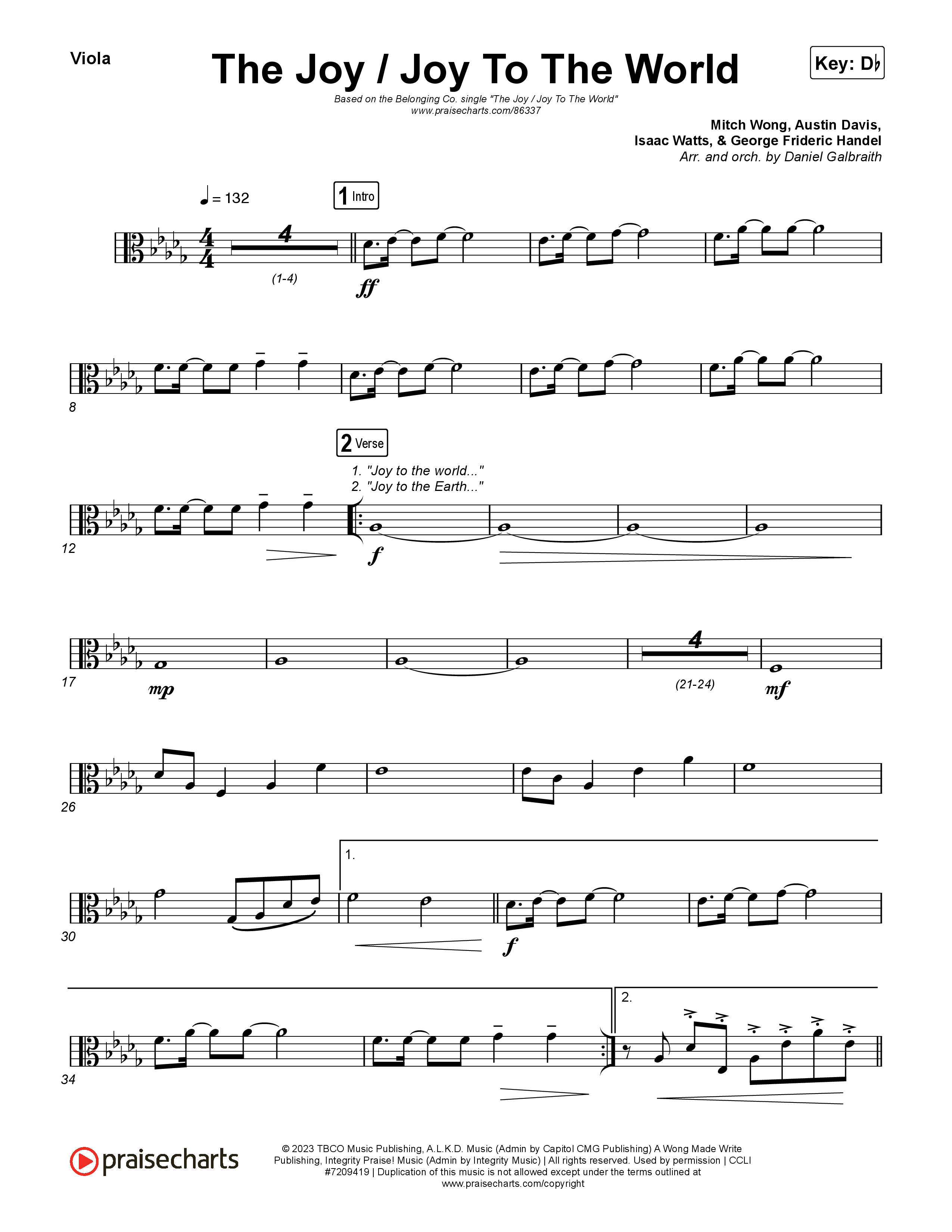 The Joy / Joy To The World Viola (The Belonging Co / David Dennis)