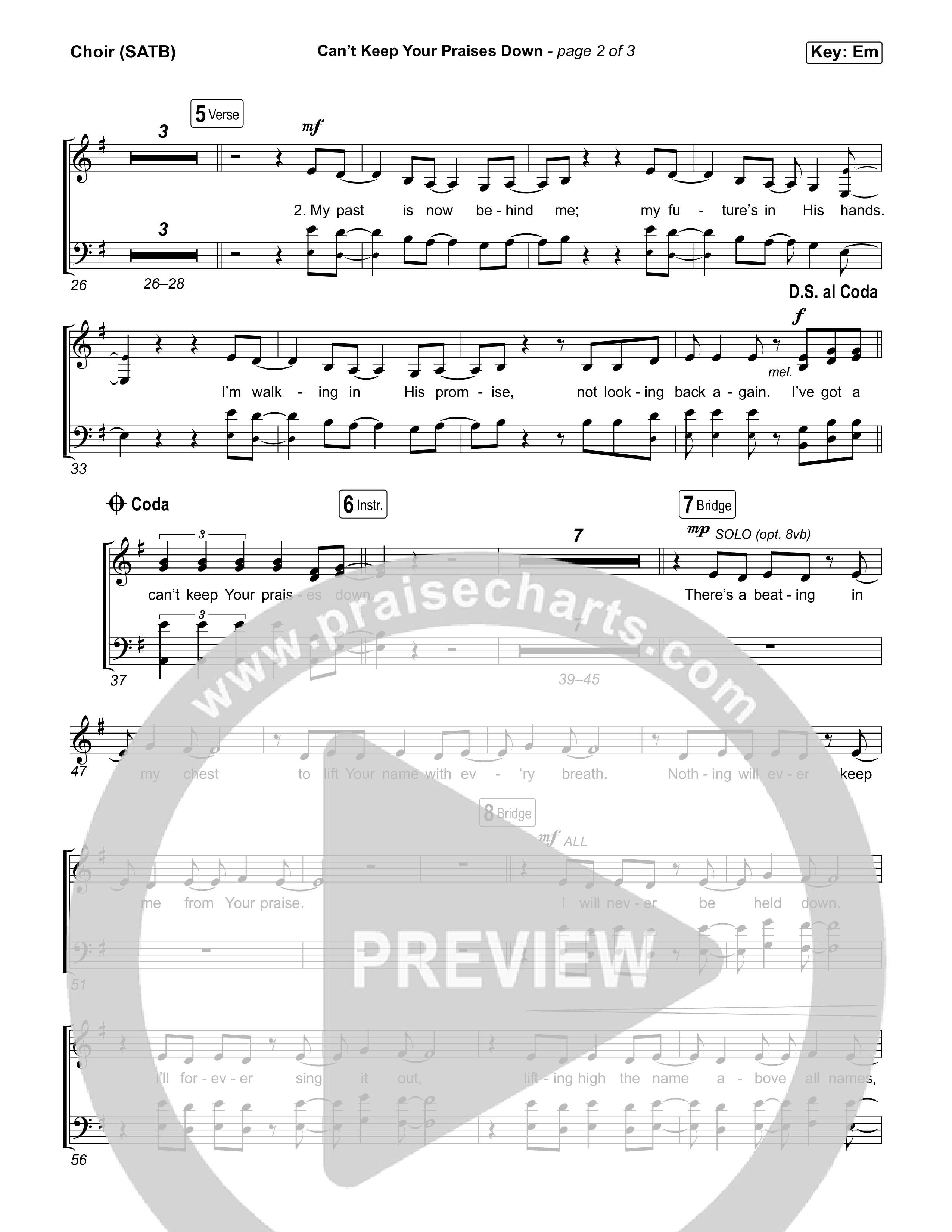 Can't Keep Your Praises Down Choir Sheet (SATB) (Citipointe Worship)