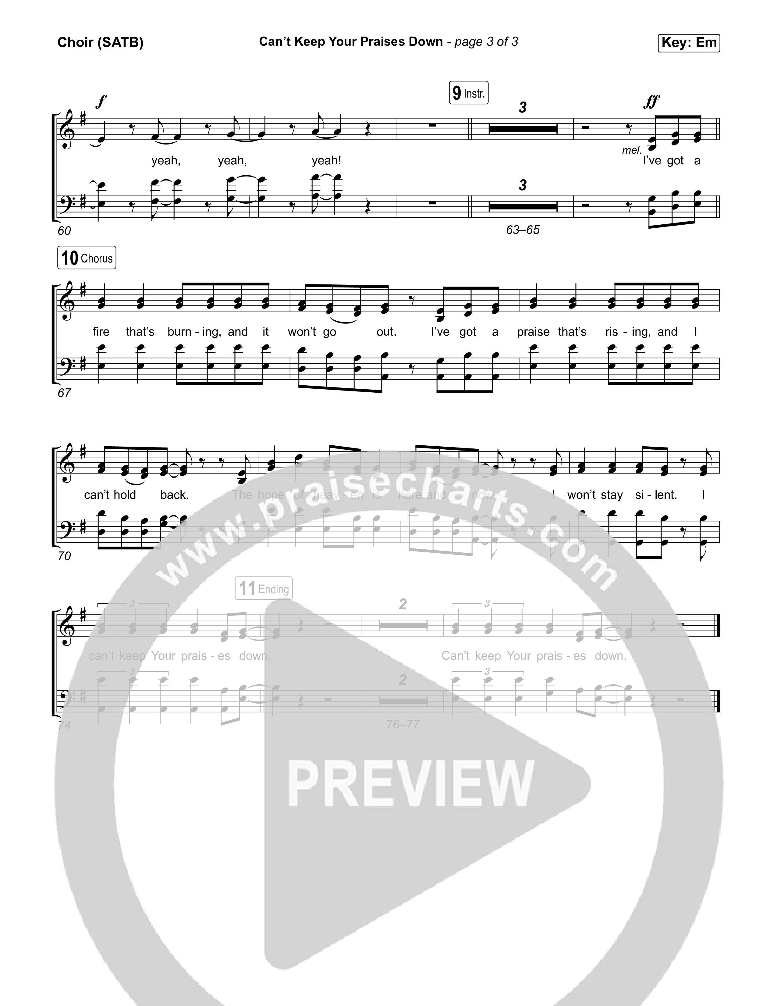 Can't Keep Your Praises Down Choir Sheet (SATB) (Citipointe Worship)