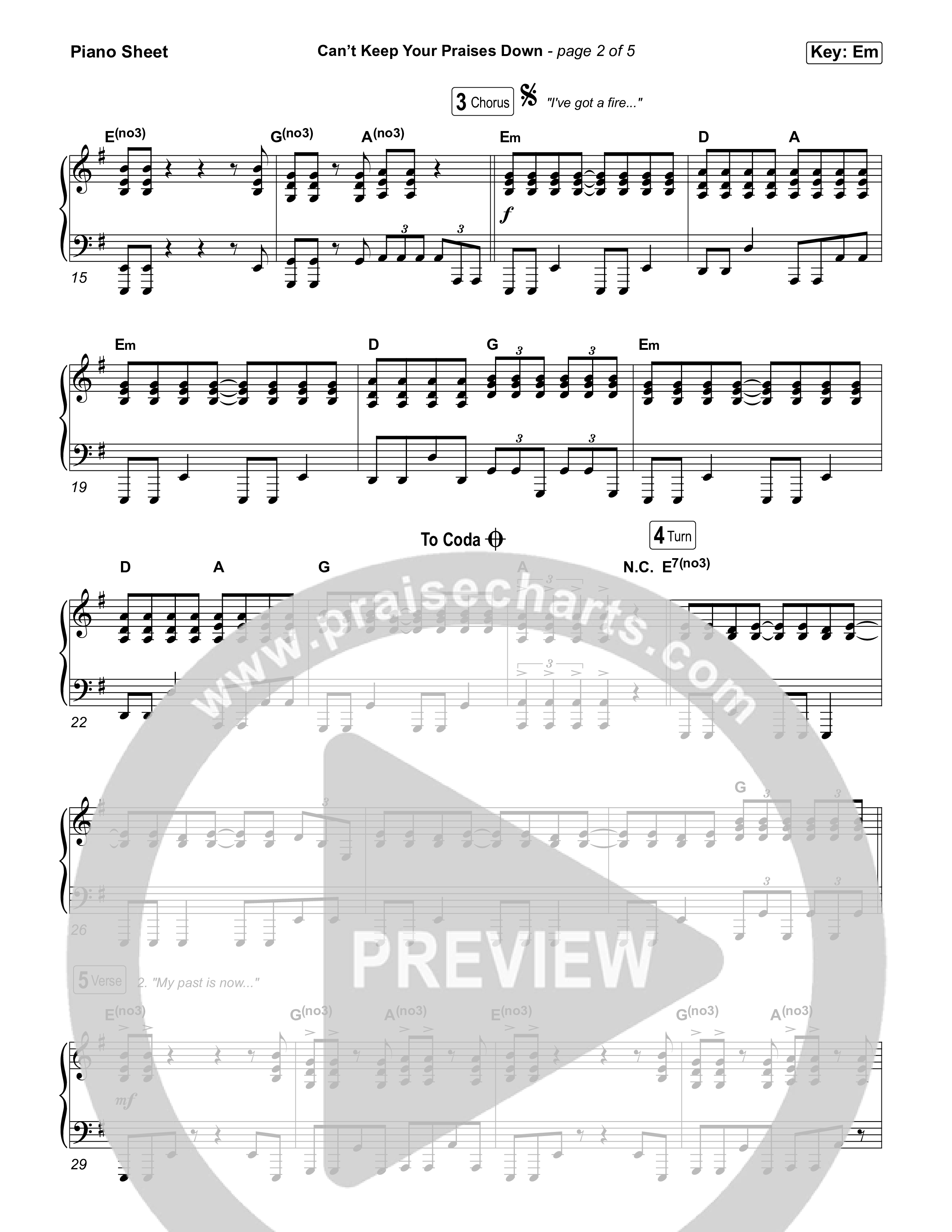 Can't Keep Your Praises Down Piano Sheet (Citipointe Worship)