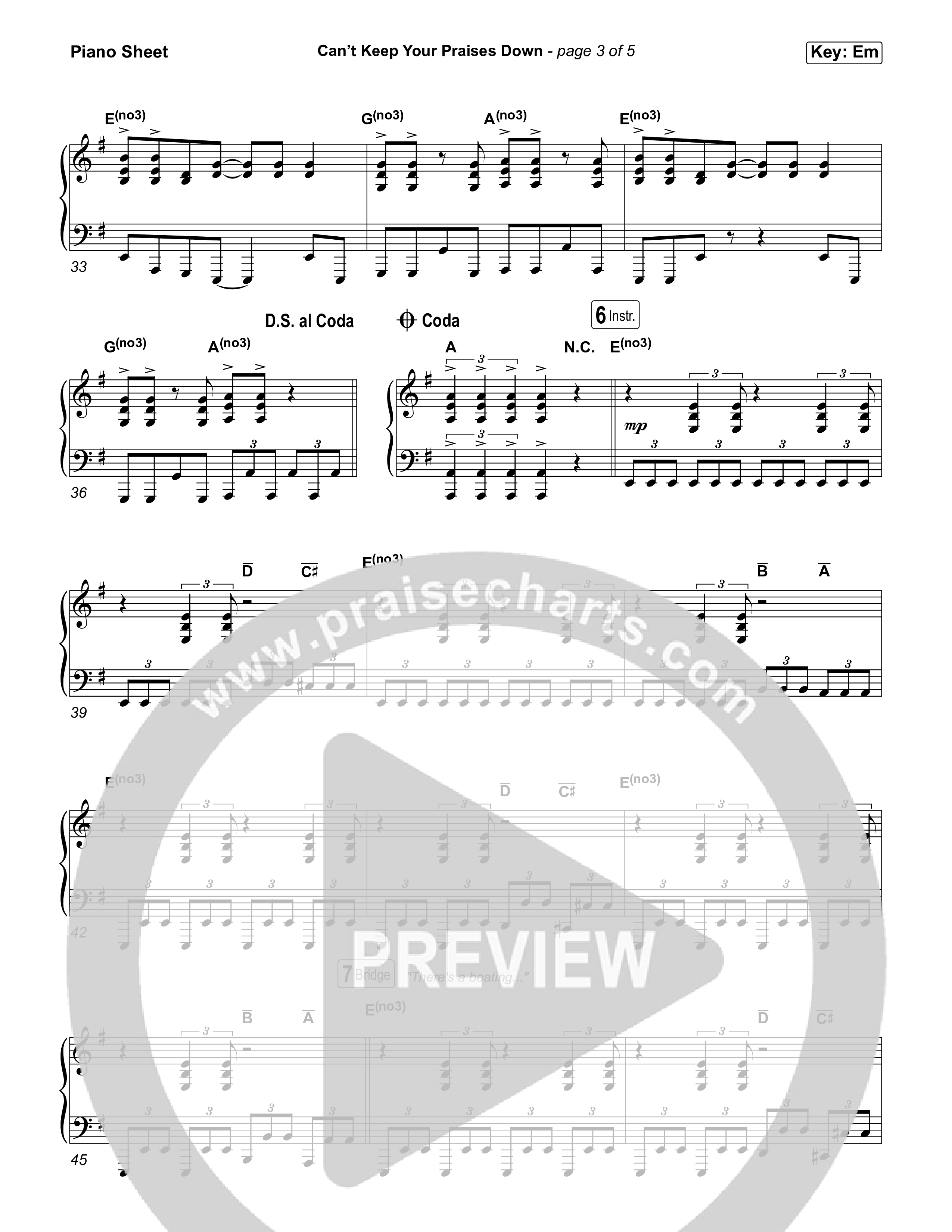 Can't Keep Your Praises Down Piano Sheet (Citipointe Worship)