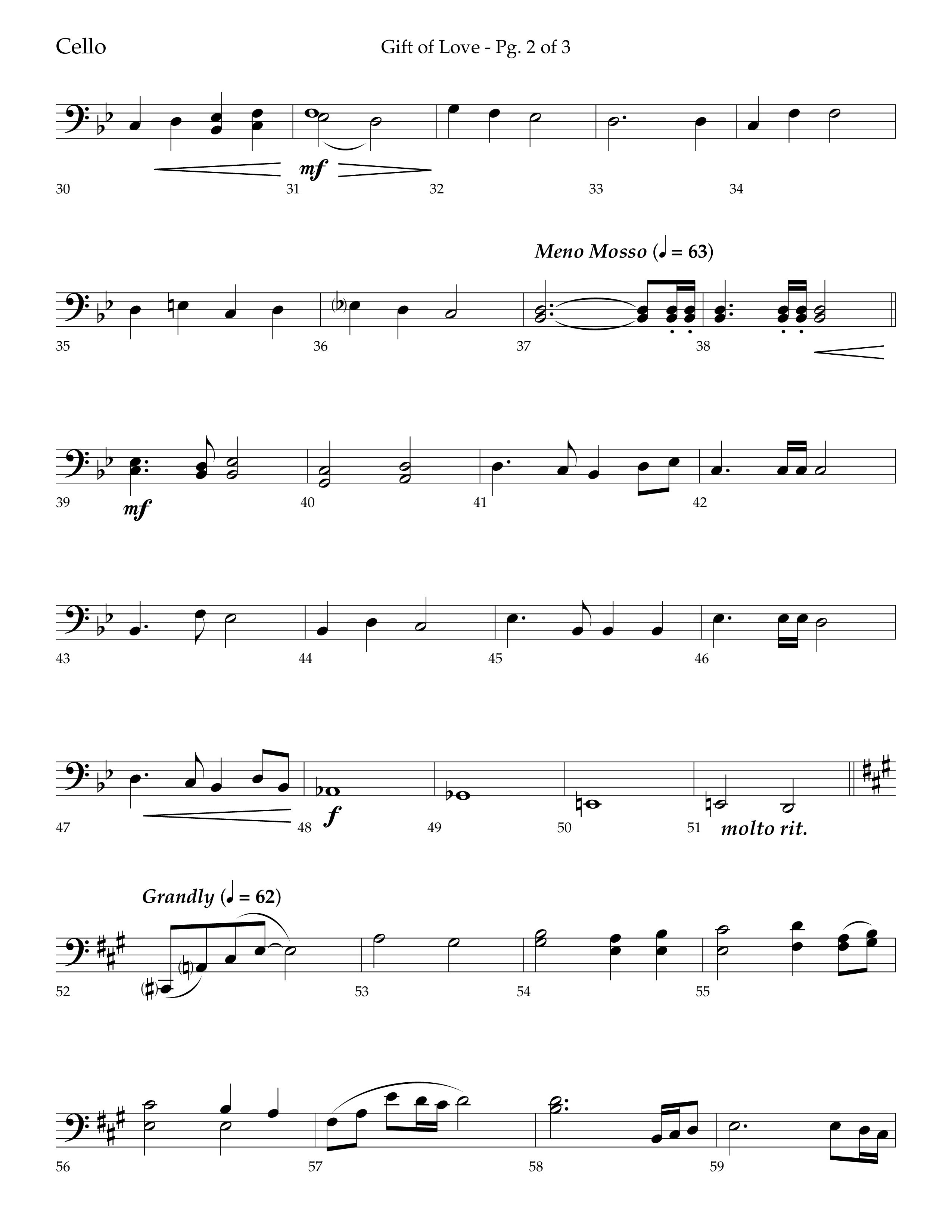 Gift Of Love (Choral Anthem SATB) Cello (Lifeway Choral / Arr. Bradley Knight)