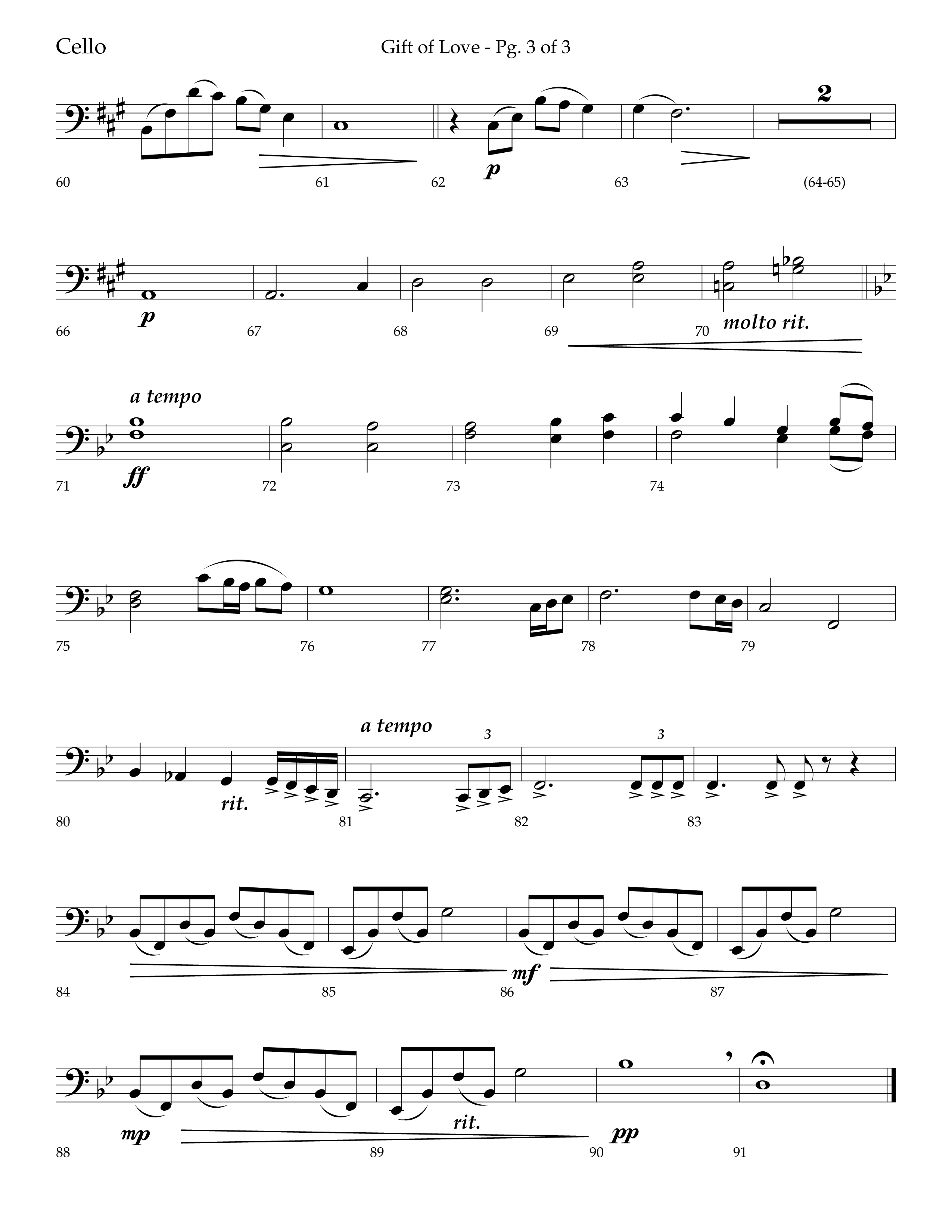 Gift Of Love (Choral Anthem SATB) Cello (Lifeway Choral / Arr. Bradley Knight)