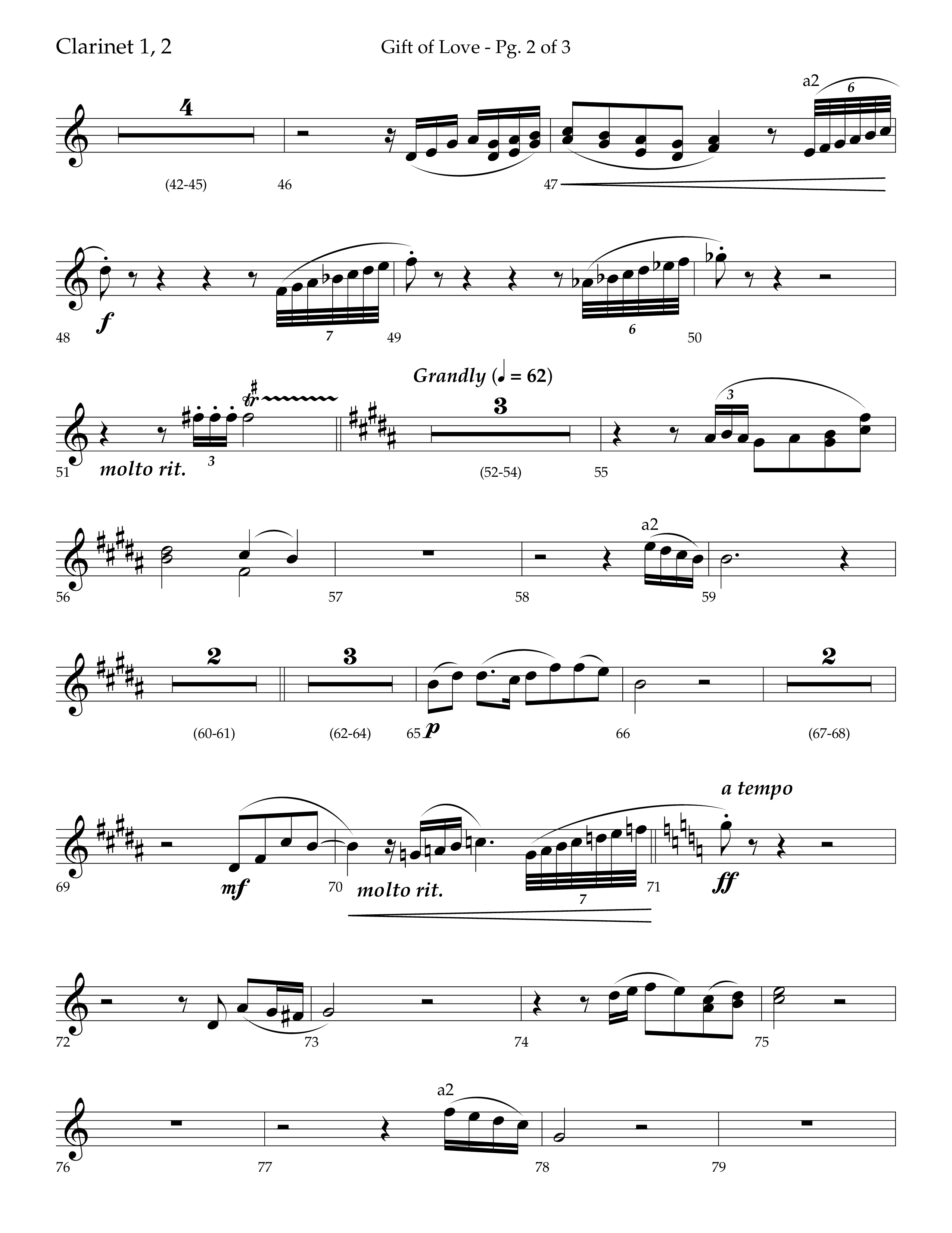 Gift Of Love (Choral Anthem SATB) Clarinet 1/2 (Lifeway Choral / Arr. Bradley Knight)