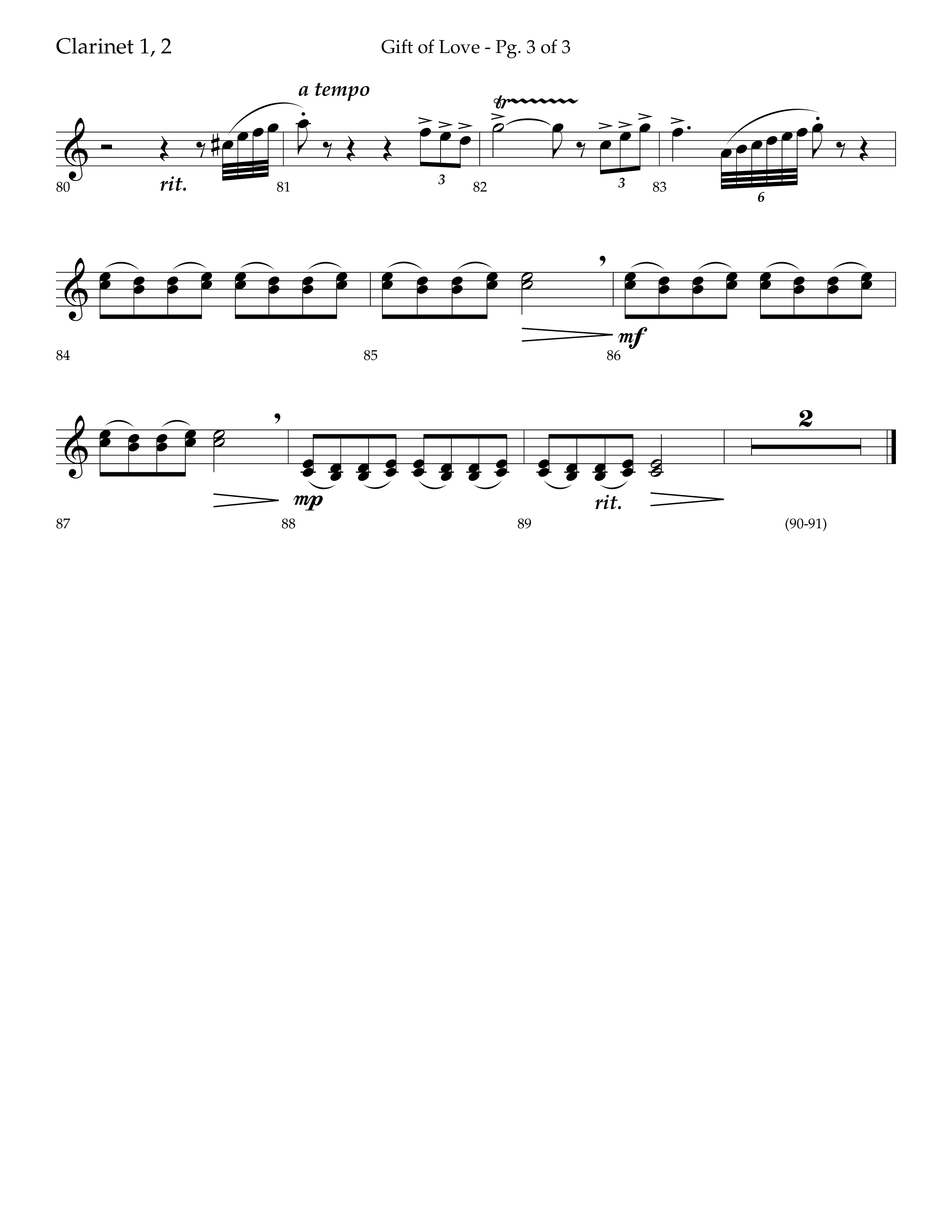 Gift Of Love (Choral Anthem SATB) Clarinet 1/2 (Lifeway Choral / Arr. Bradley Knight)