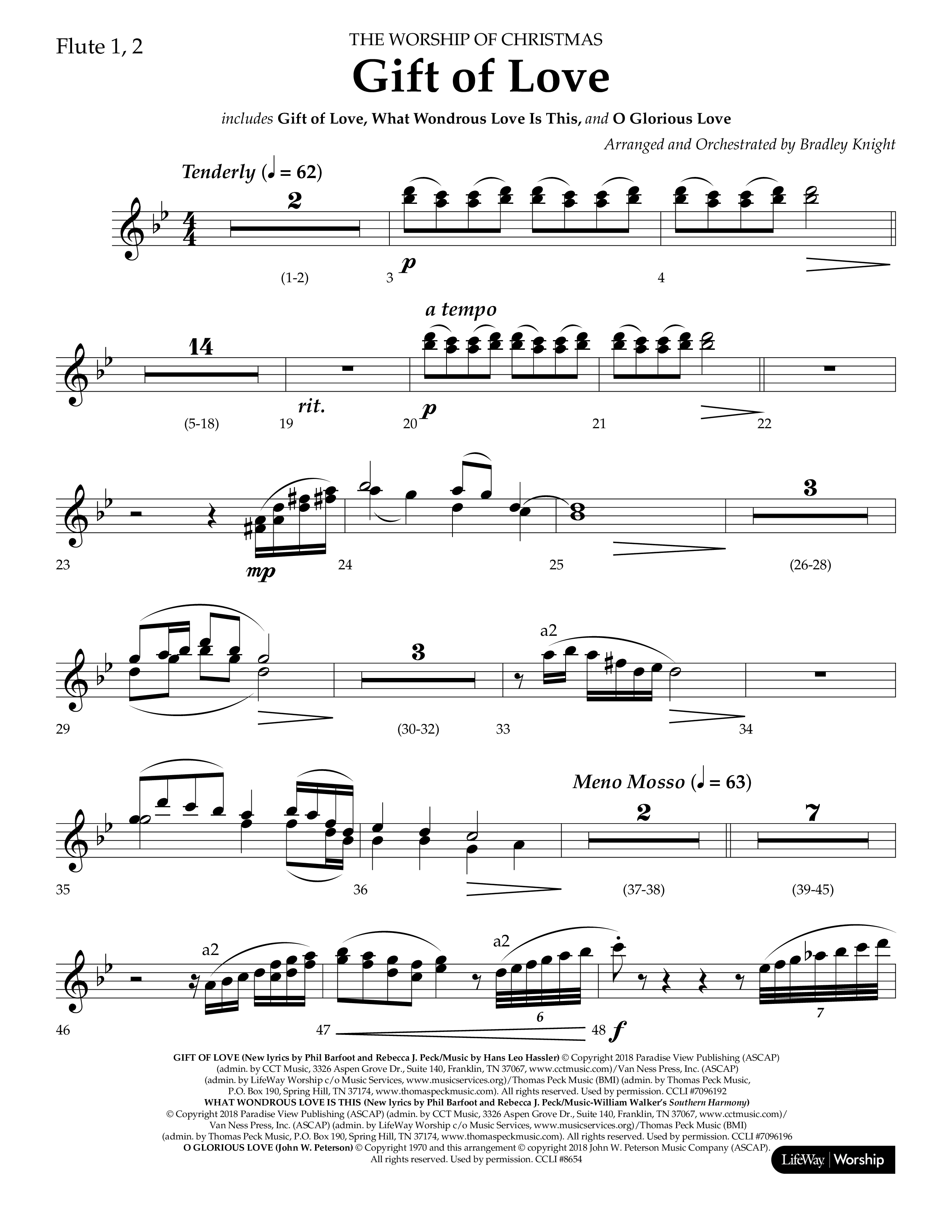 Gift Of Love (Choral Anthem SATB) Flute 1/2 (Lifeway Choral / Arr. Bradley Knight)