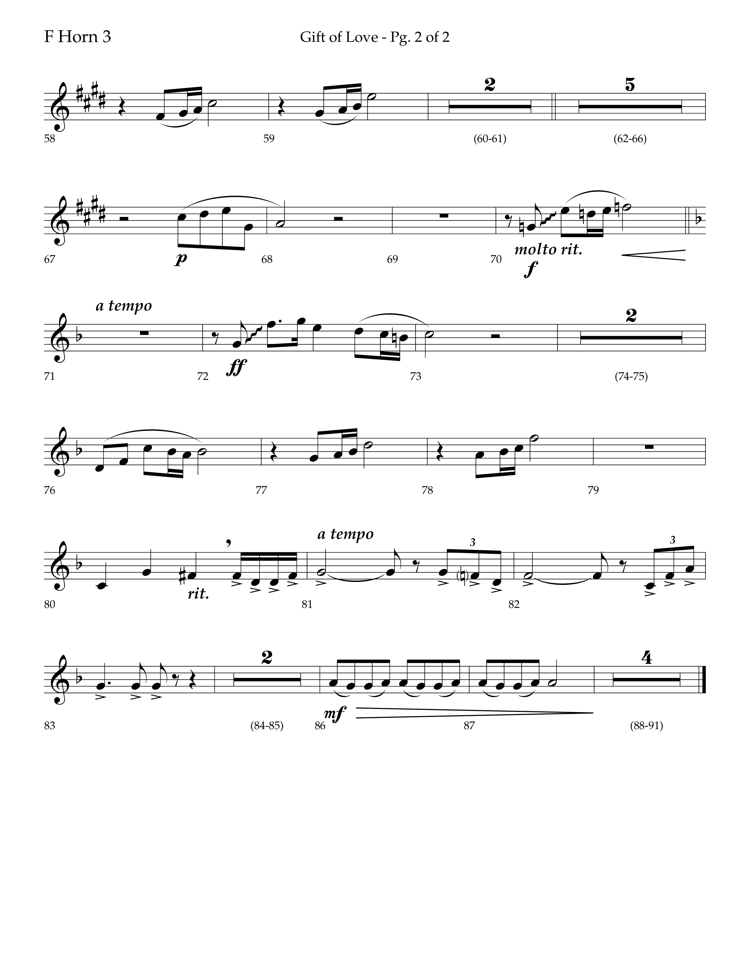 Gift Of Love (Choral Anthem SATB) French Horn 3 (Lifeway Choral / Arr. Bradley Knight)