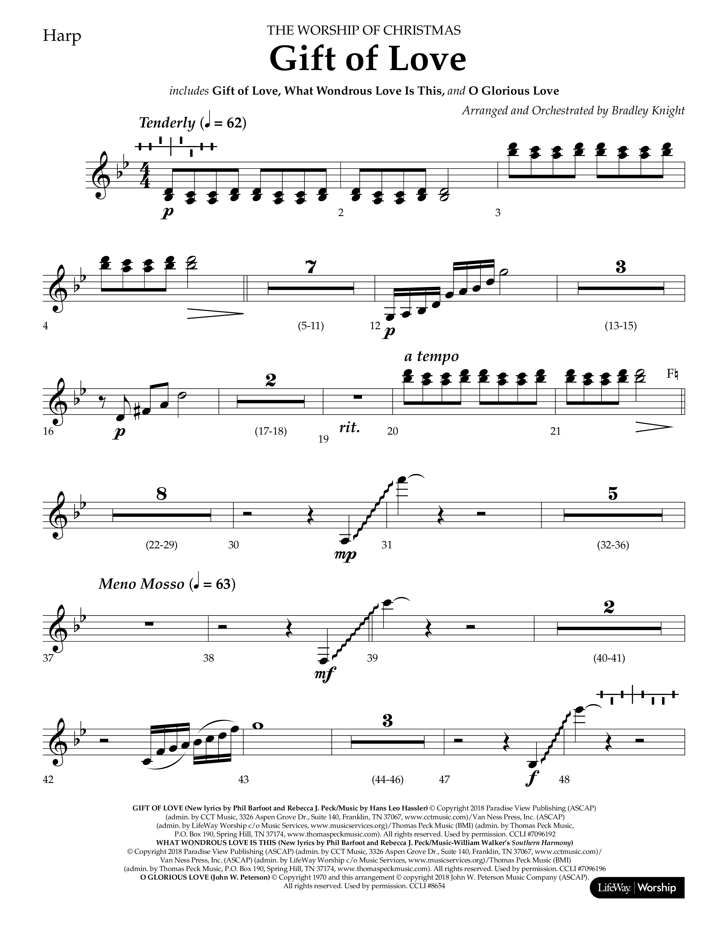 Gift Of Love (Choral Anthem SATB) Harp (Lifeway Choral / Arr. Bradley Knight)