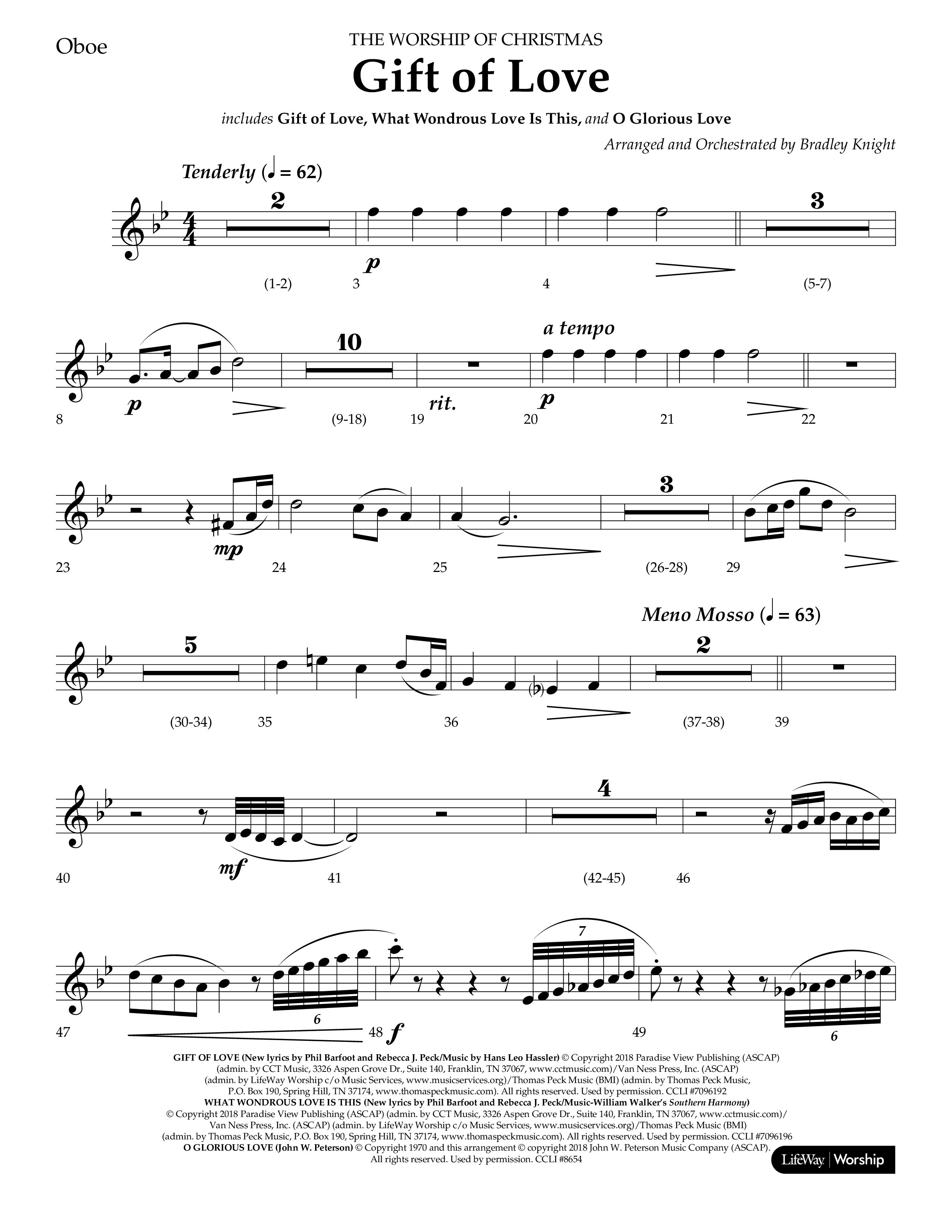Gift Of Love (Choral Anthem SATB) Oboe (Lifeway Choral / Arr. Bradley Knight)
