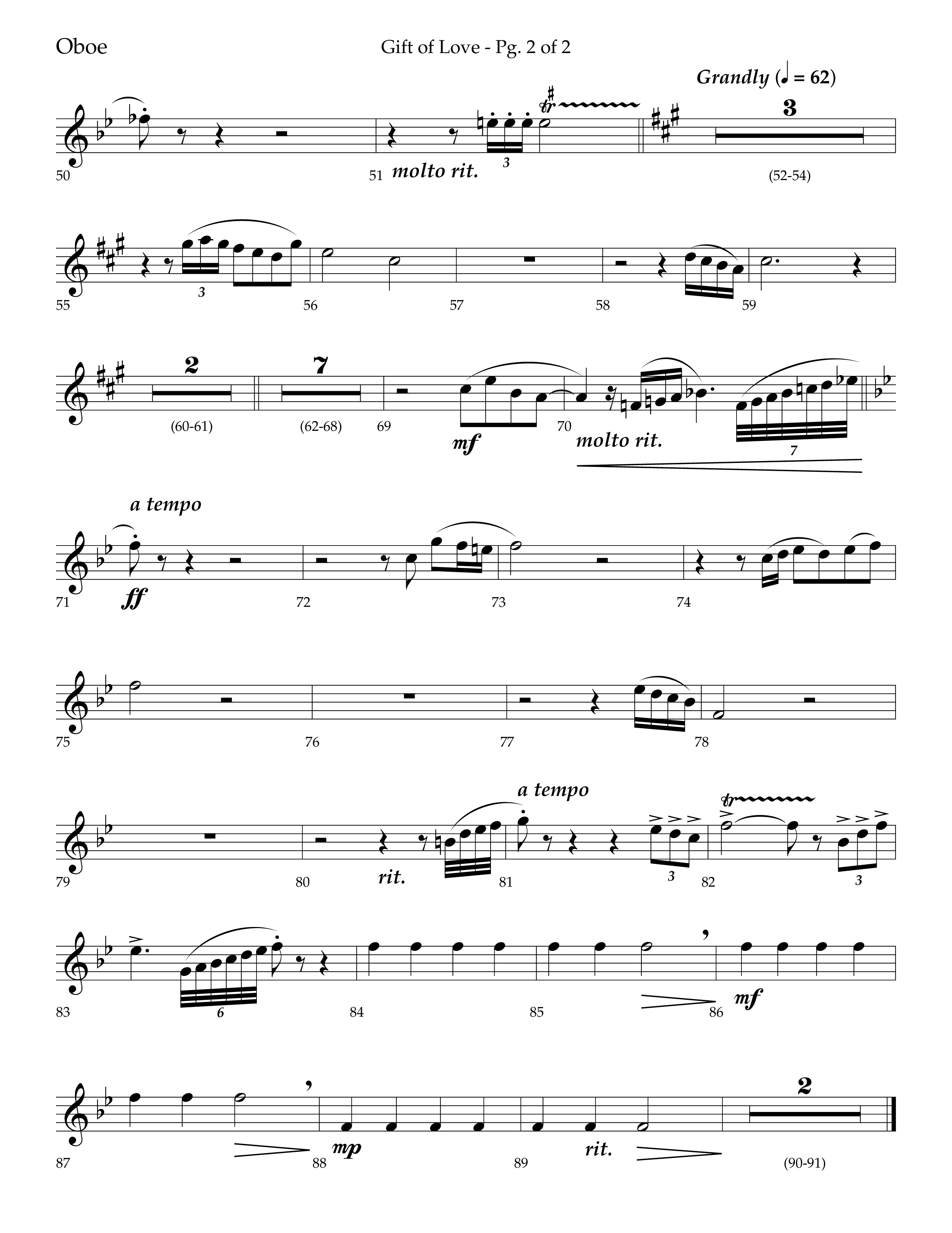 Gift Of Love (Choral Anthem SATB) Oboe (Lifeway Choral / Arr. Bradley Knight)